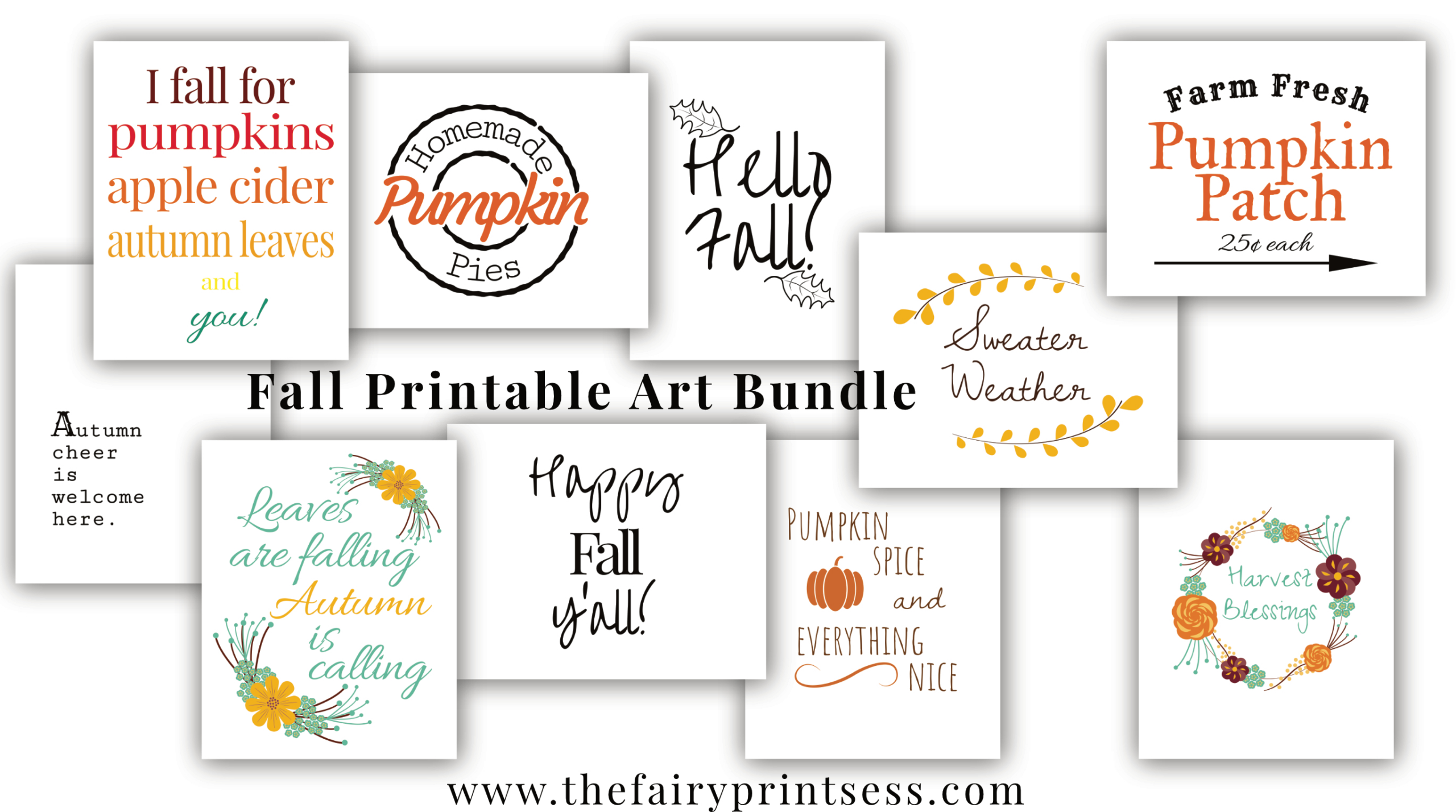Fall Printable Art Bundle - 10 Free Art Prints For Decor And More! pertaining to Free October Printables