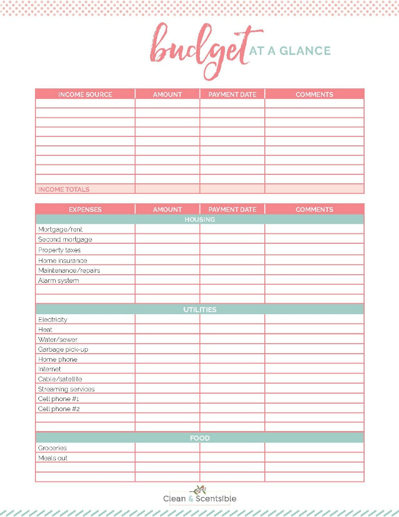 Family Binder Budgeting Printables - Clean And Scentsible for Free Printable Budget Binder