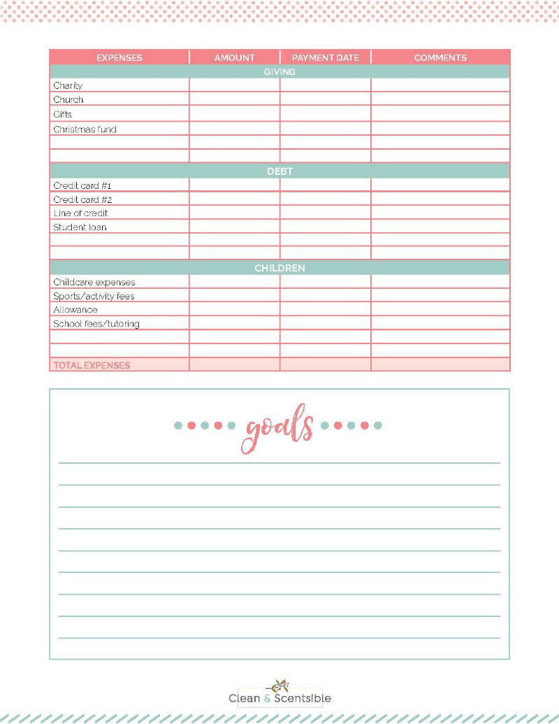 Family Binder Budgeting Printables - Clean And Scentsible throughout Budget Binder Printables 2018 Free