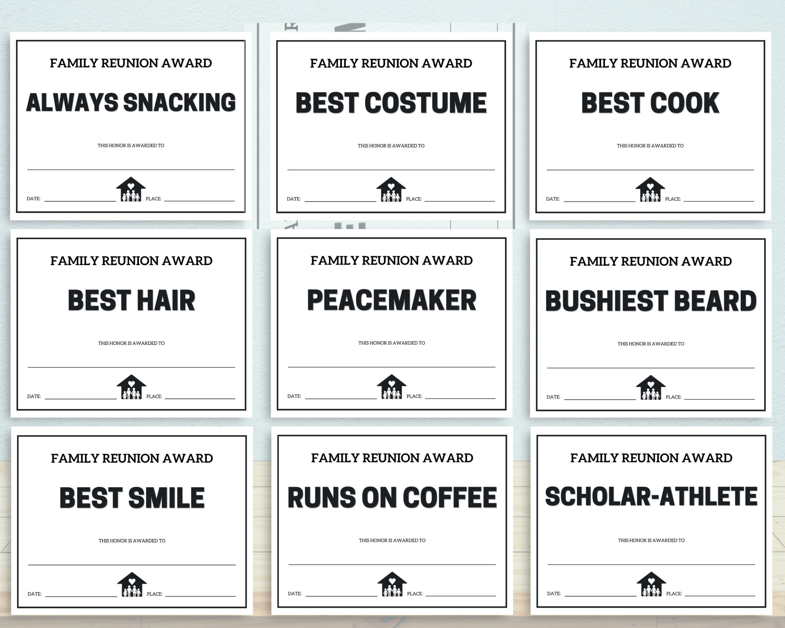 Family Reunion Awards, Druckbare Family Reunion Awards intended for Free Printable Family Reunion Awards