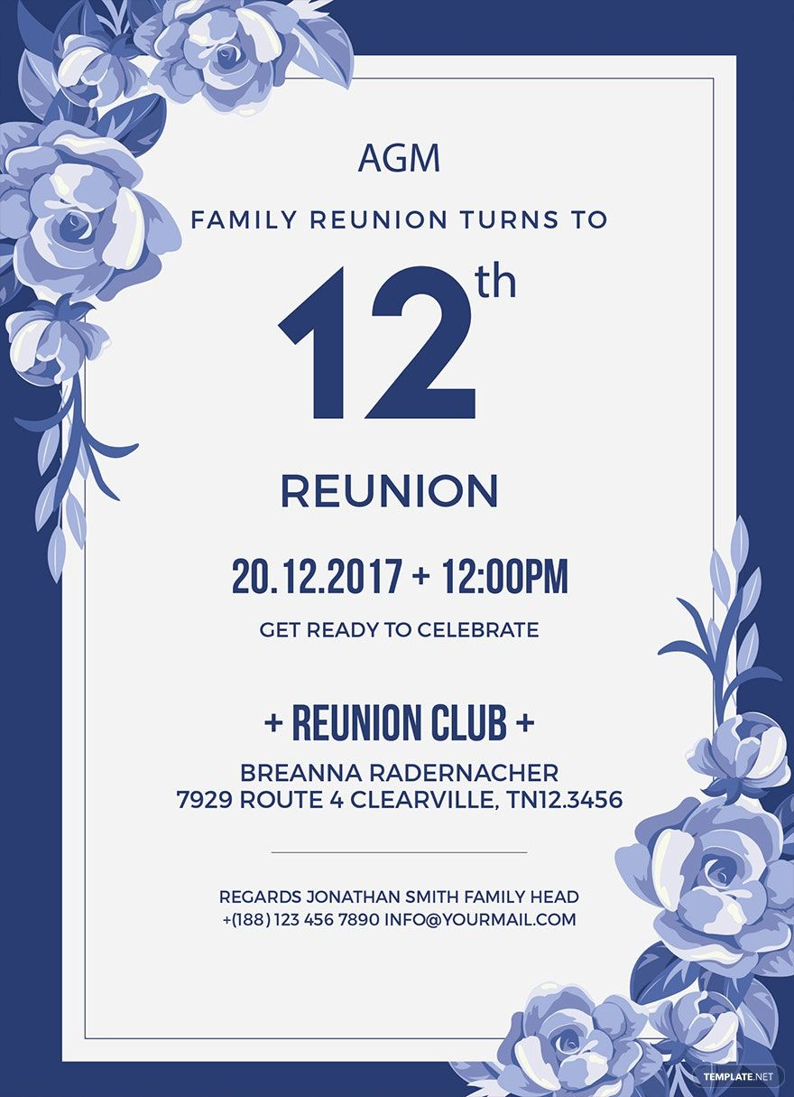 Family Reunion Invitation Template In Illustrator, Publisher, Psd for Free Printable Family Reunion Invitations