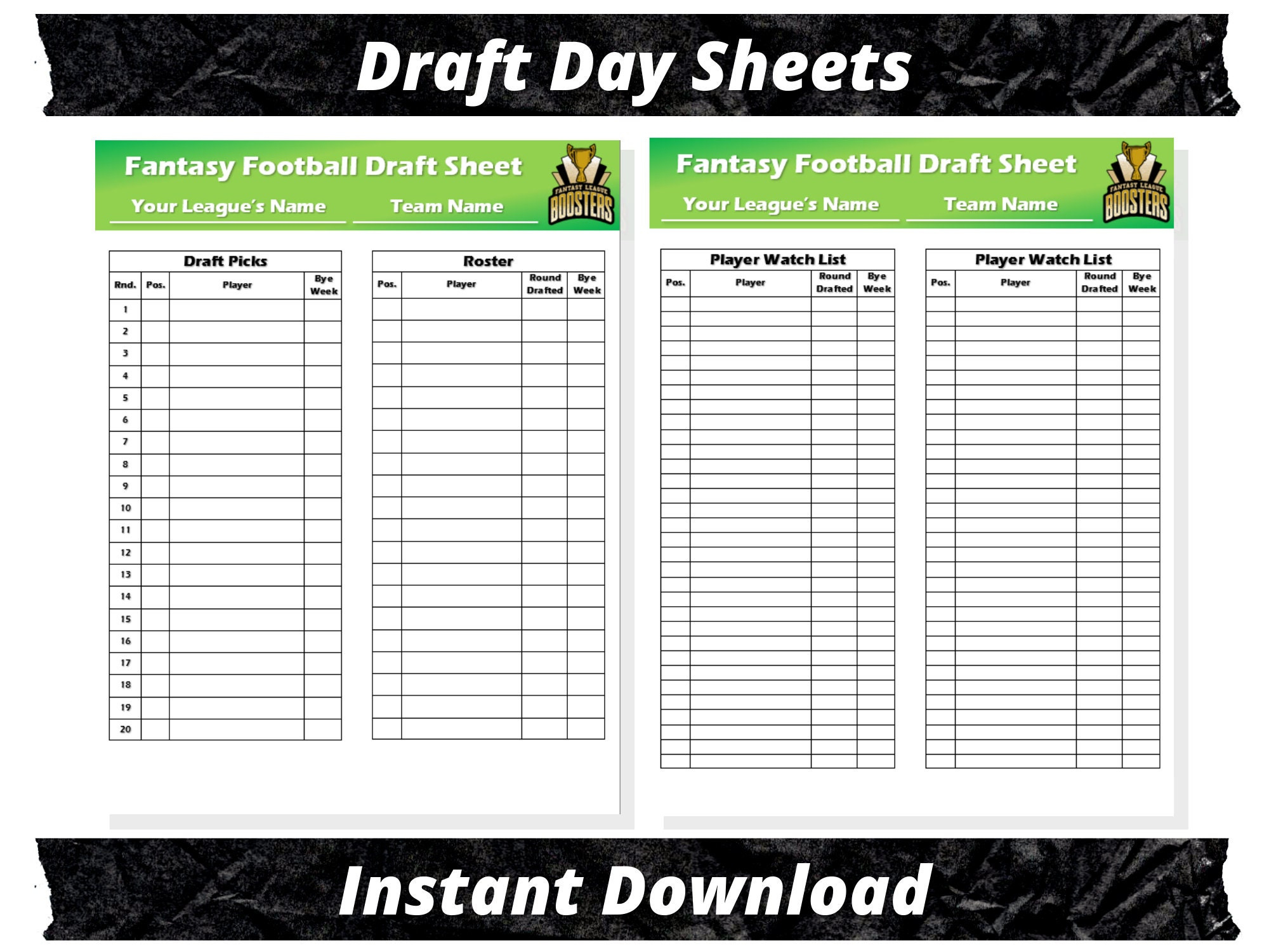 Fantasy Football Draft Sheets 2024 Season Microsoft Word Instant pertaining to Free Fantasy Football Printable Draft Sheets