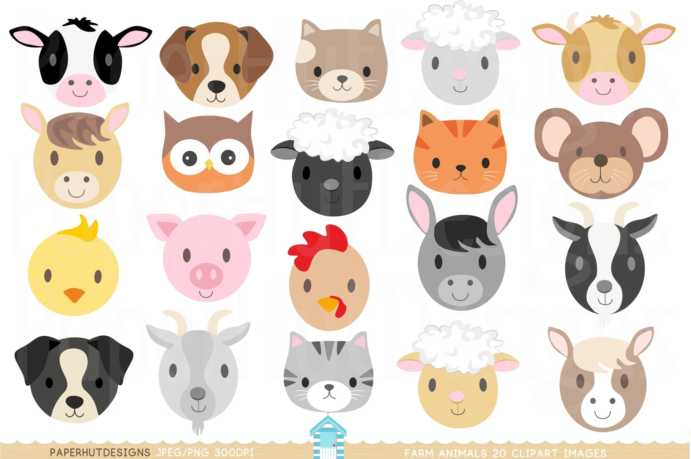 Farm Animal Faces Clipart inside Free Printable Farm Animal Clipart