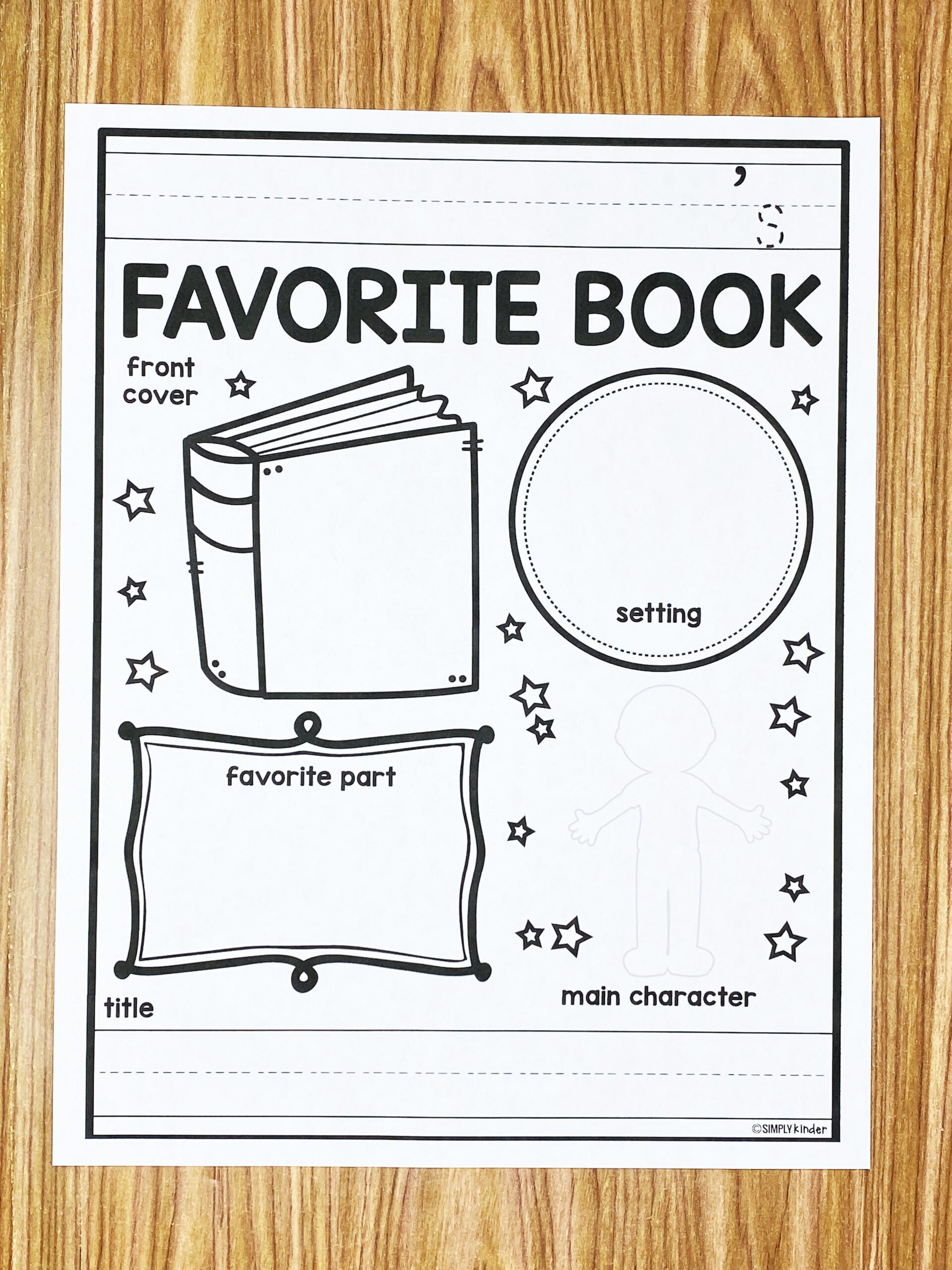 Favorite Book Free Printable - Simply Kinder pertaining to Free Printable Kindergarten Level Books