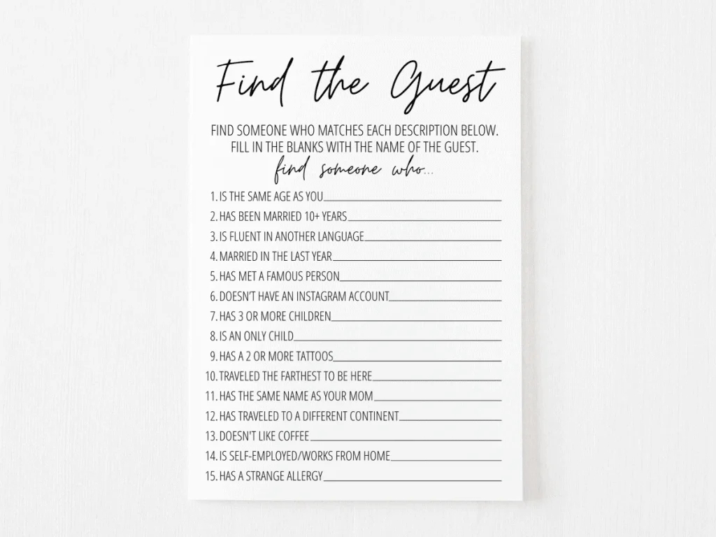 Find The Guest Bridal Shower Game Free Printable | Modern Moh regarding Find The Guest Baby Shower Game Free Printable