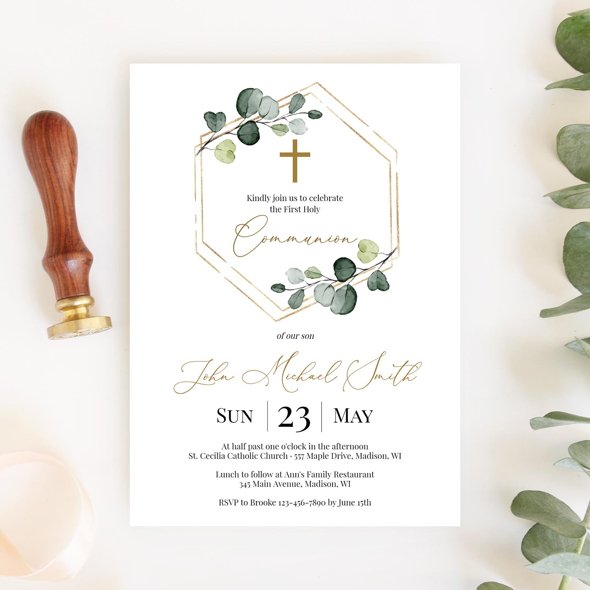 First Communion Invitation Template, Instant Download, Printable regarding Free Printable First Communion Invitation Templates