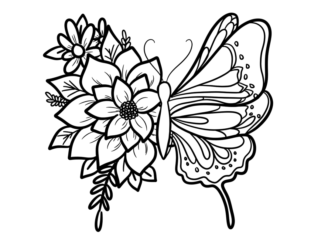 Floral Butterfly Coloring Sheet | Scyap with Butterfly Free Printable Coloring Pages