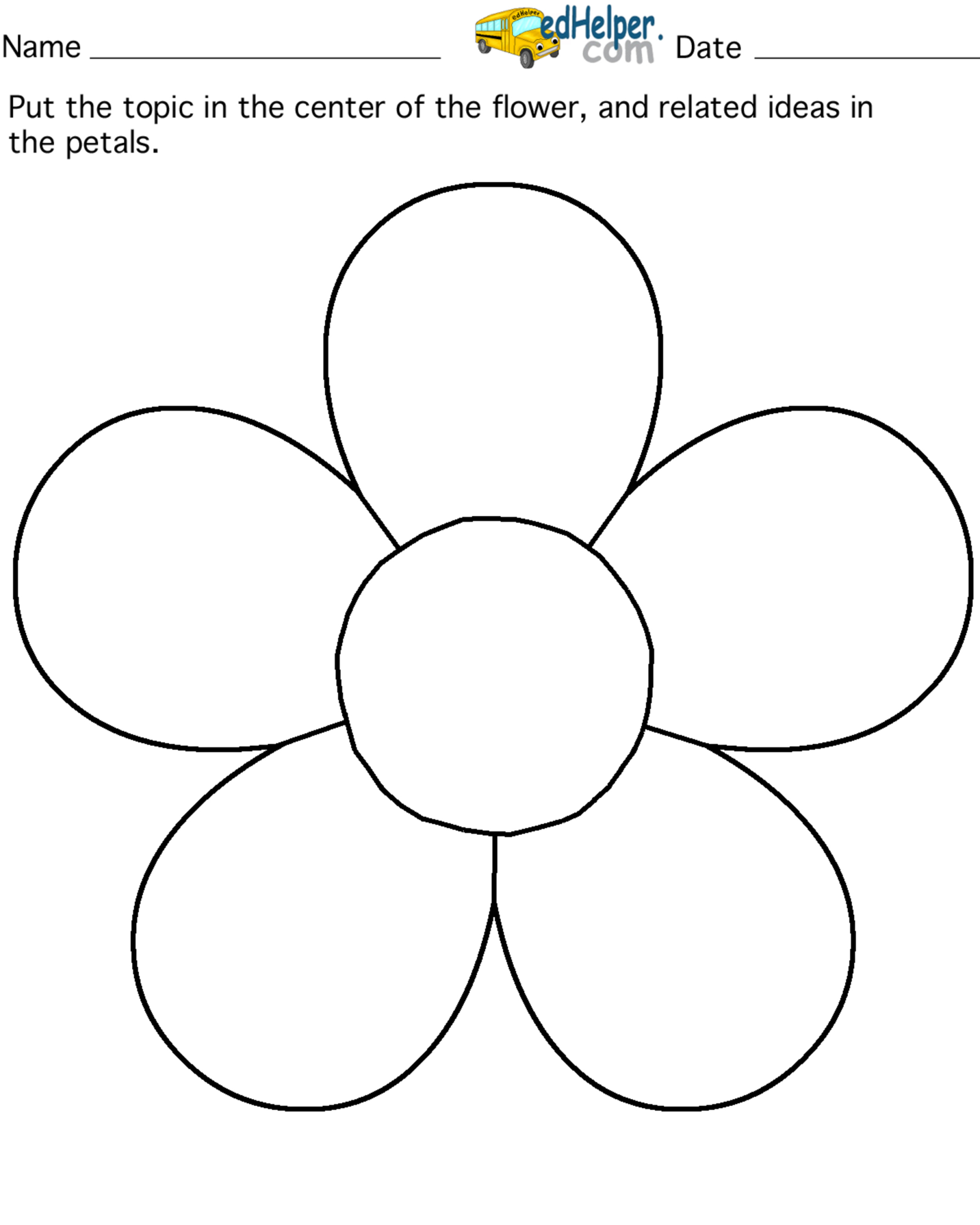 Flower Petal Coloring Pages with 5 Petal Flower Template Free Printable
