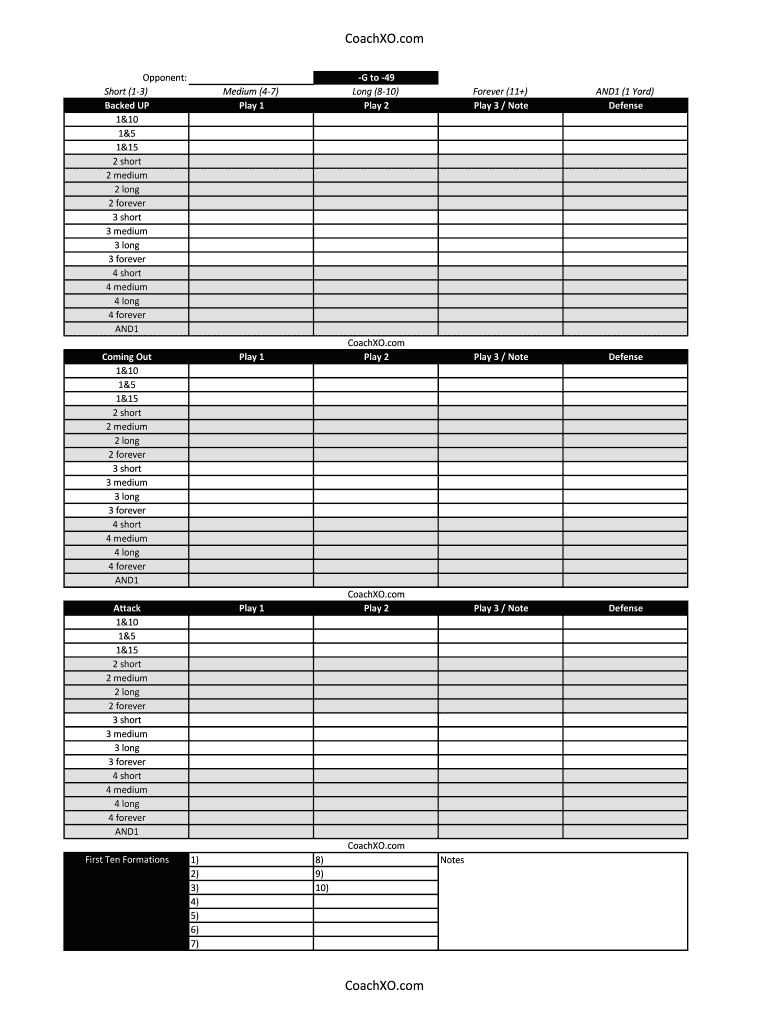 Football Play Call Sheet Template - Fill Online, Printable regarding Free Printable Football Play Sheets