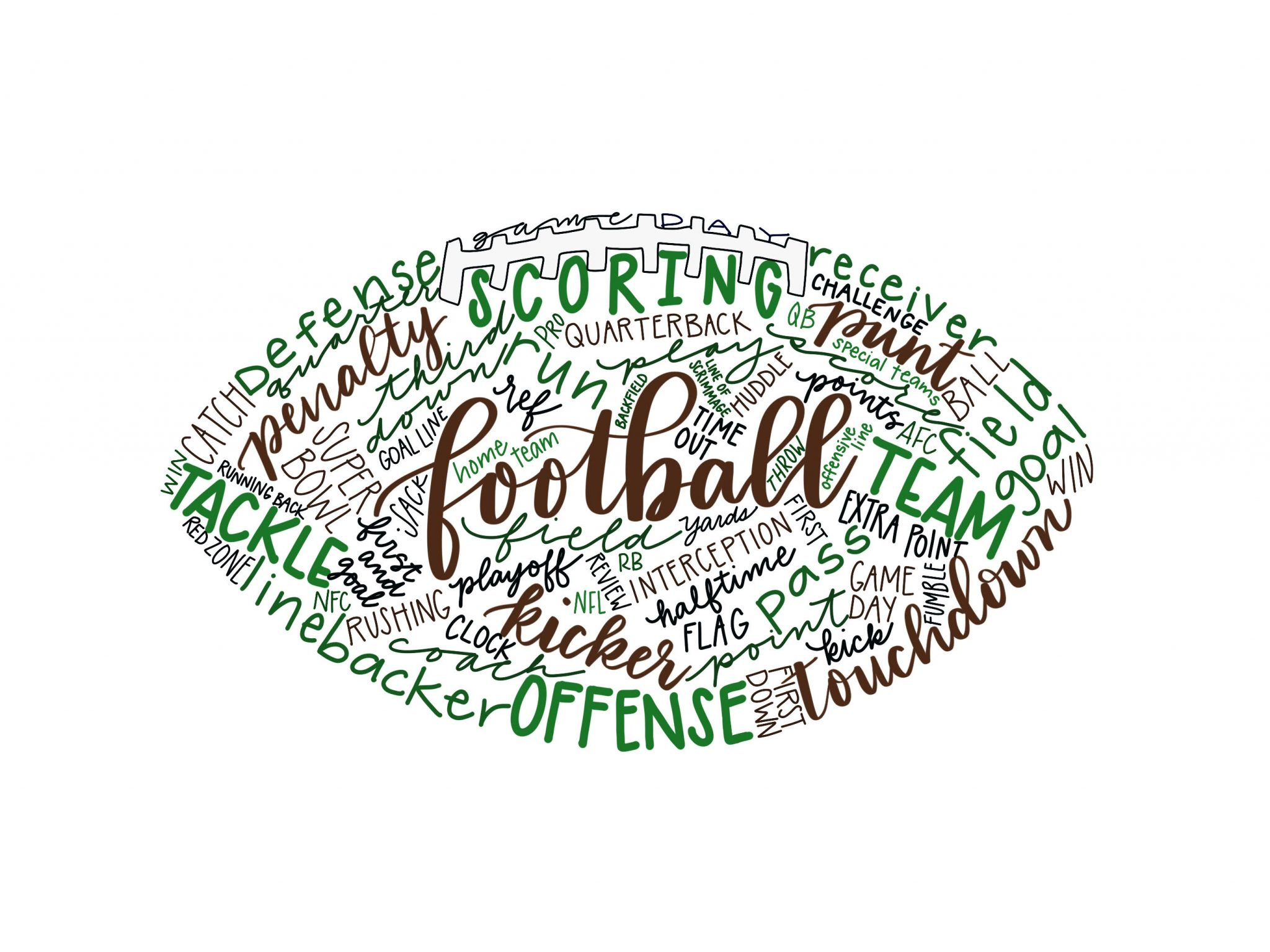 Football Printable - Free Hand Lettered Download - Amy Latta Creations with Free Football Printables