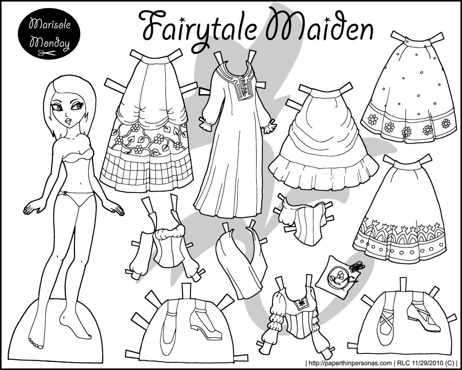 Four Princess Coloring Pages To Print &amp;amp; Dress in Printable Paper Dolls to Color Free