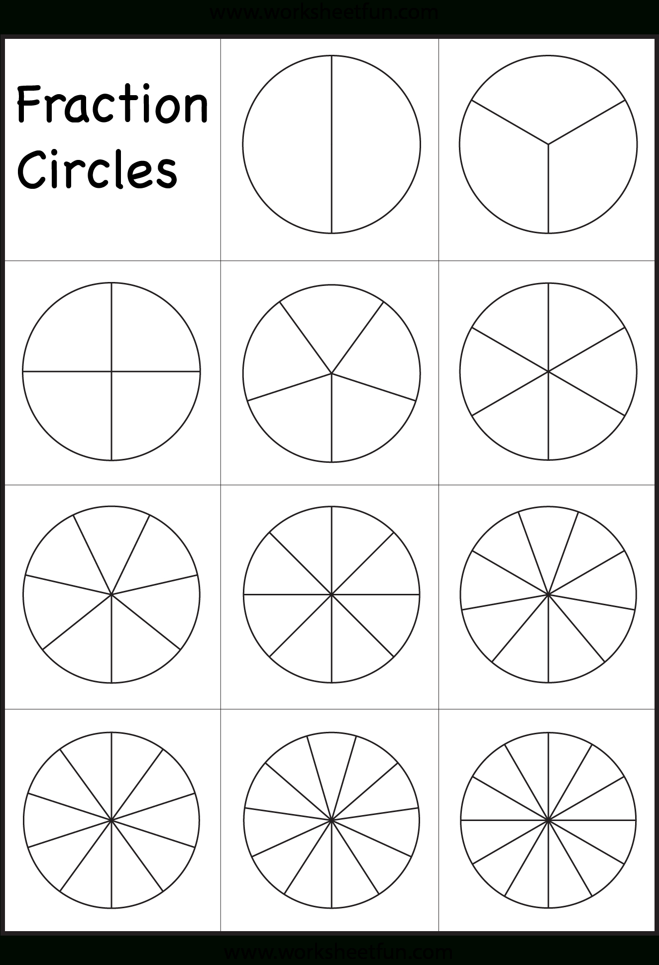 Fraction Circles Template – Printable Fraction Circles – 1 within Free Printable Blank Fraction Circles