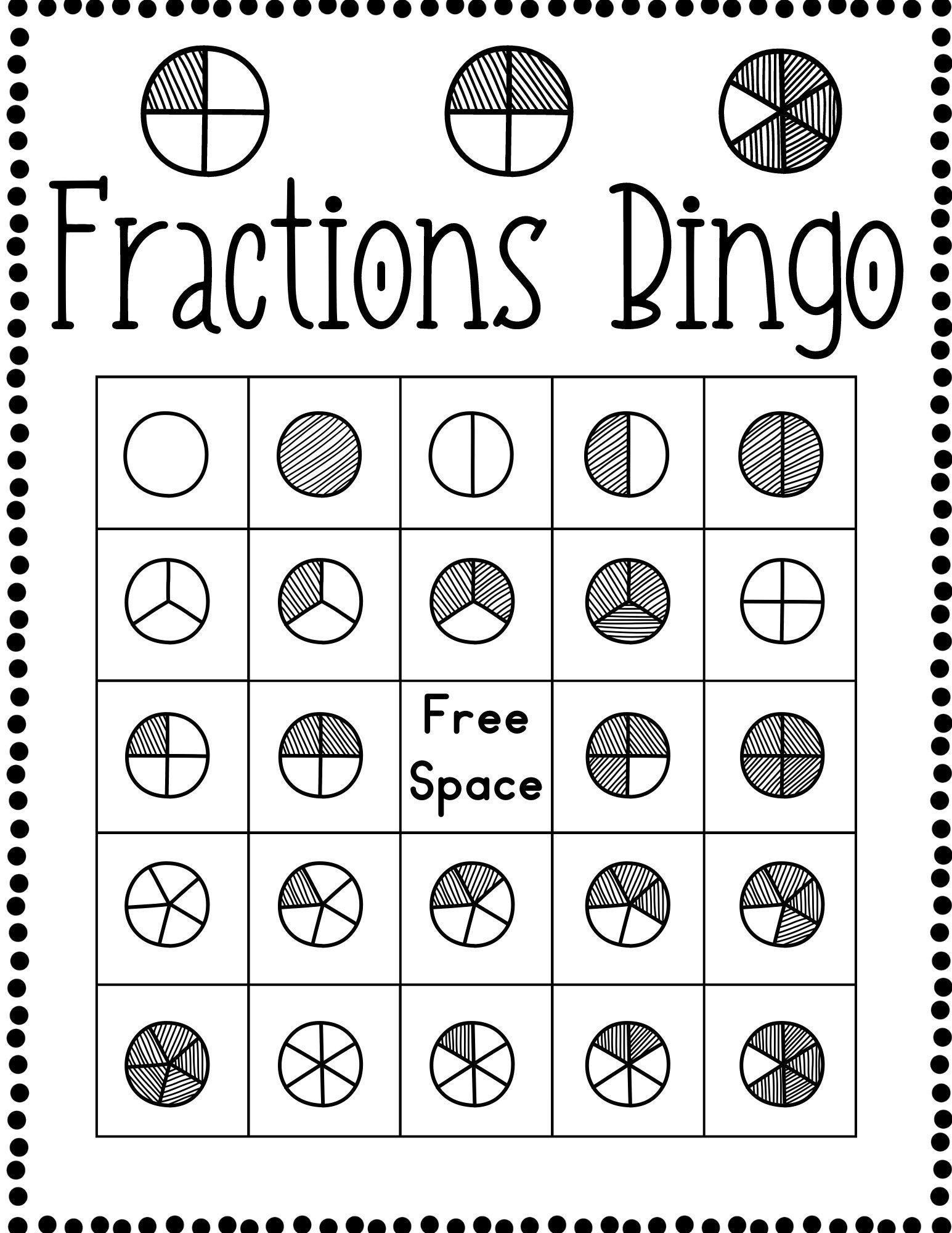 Fractions Bingo Math Printable. Educational Games - Etsy pertaining to Fraction Bingo Cards Printable Free