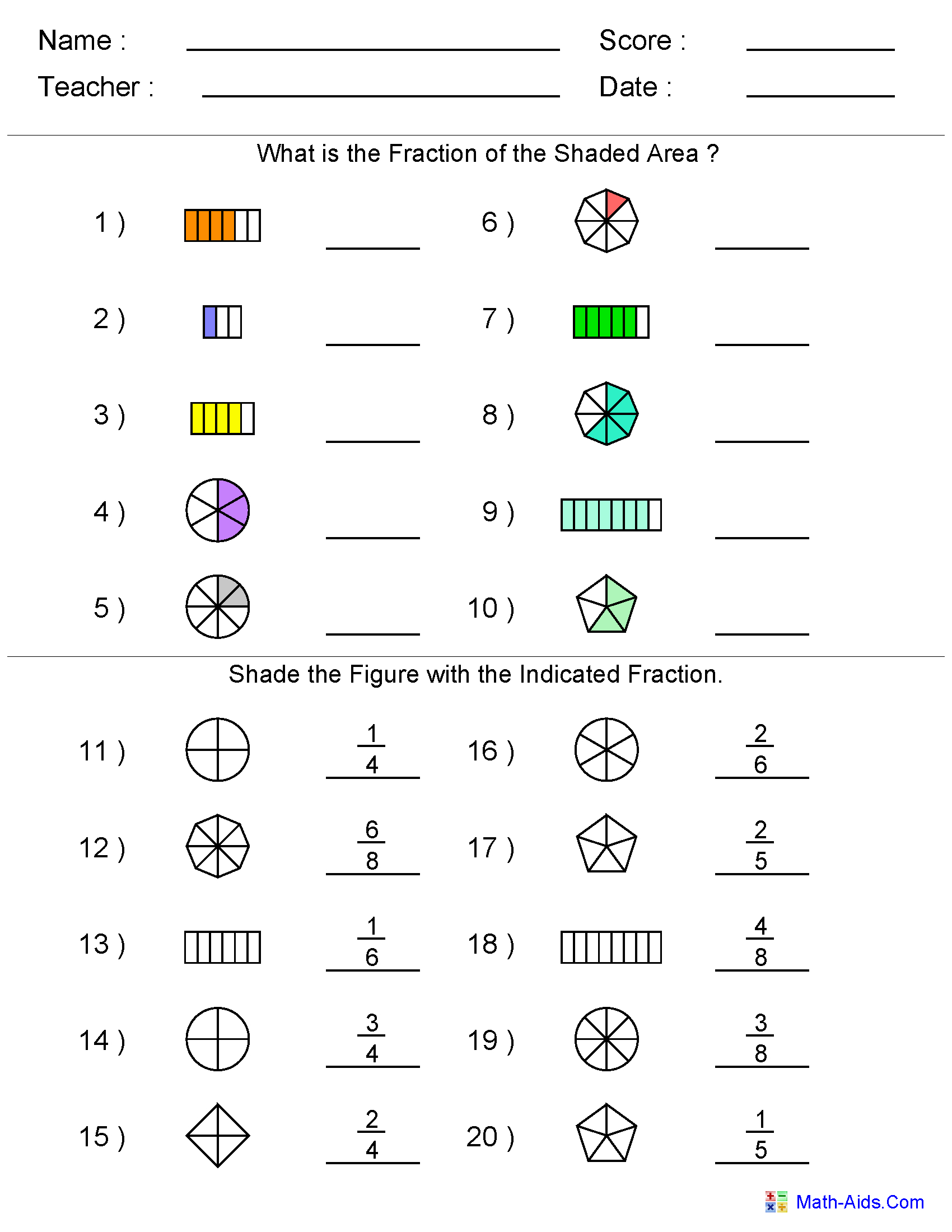 Fractions Worksheets | Printable Fractions Worksheets For Teachers with regard to Free Printable Fraction Worksheets