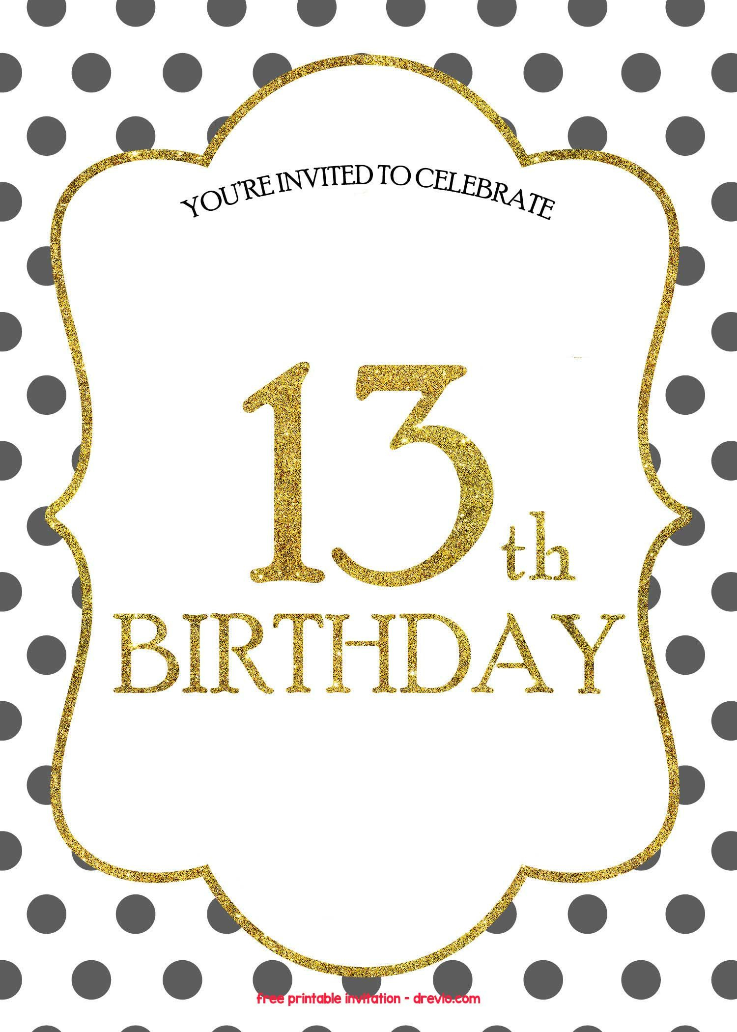 Free 13Th Birthday Invitations Templates | 13Th Birthday with regard to 13Th Birthday Cards Printable Free