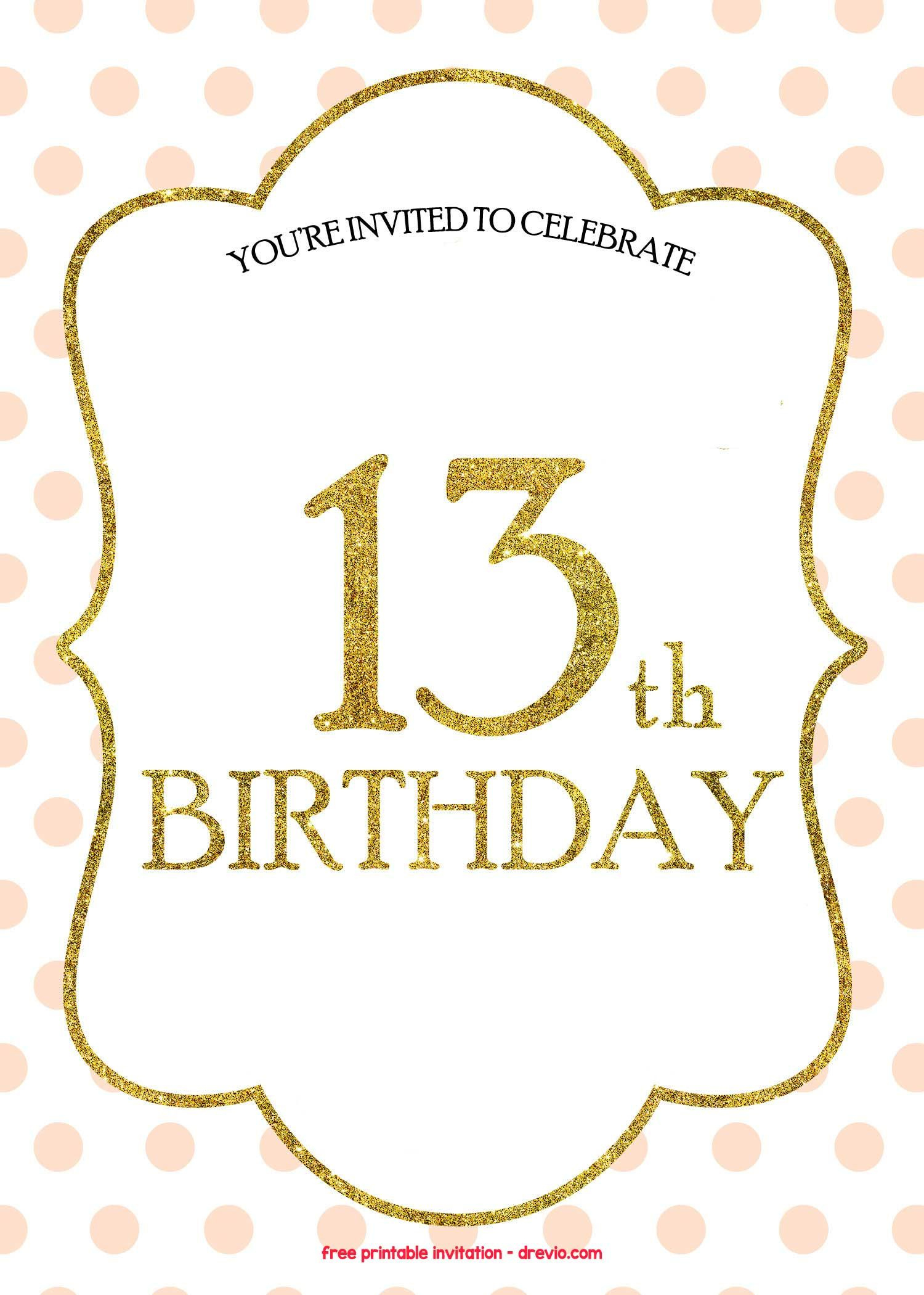 Free 13Th Birthday Invitations Templates | 13Th Birthday with regard to 13Th Birthday Party Invitations Printable Free