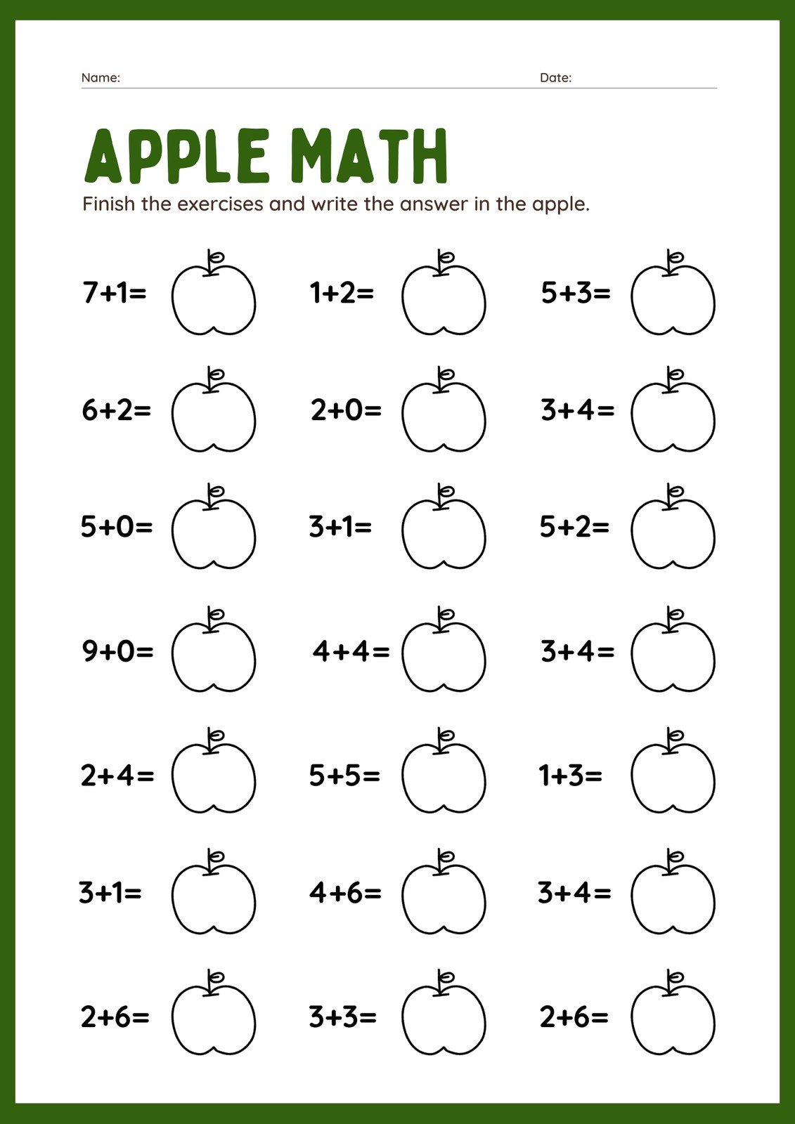 Free 1St Grade Math Worksheet Templates To Customize | Canva inside Free Printable Addition Worksheets For 1St Grade