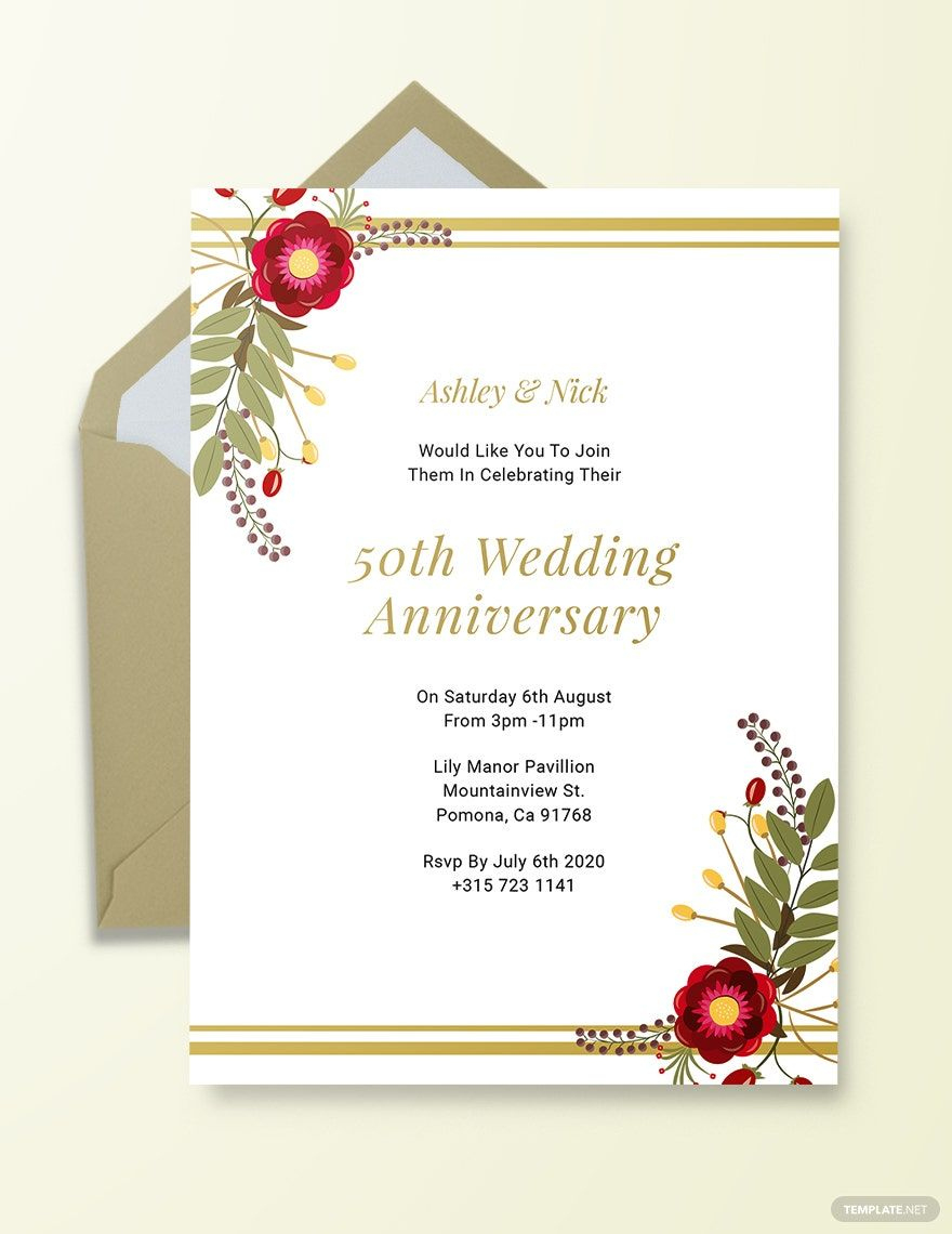 Free 50Th Anniversary Invitation Templates &amp;amp; Examples - Edit with Free Printable 50Th Anniversary Cards