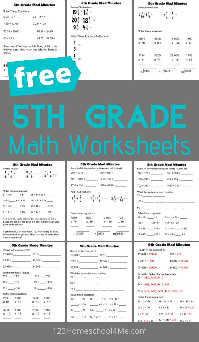 Free 5Th Grade Math Worksheets pertaining to Free Printable 5Th Grade Math Worksheets