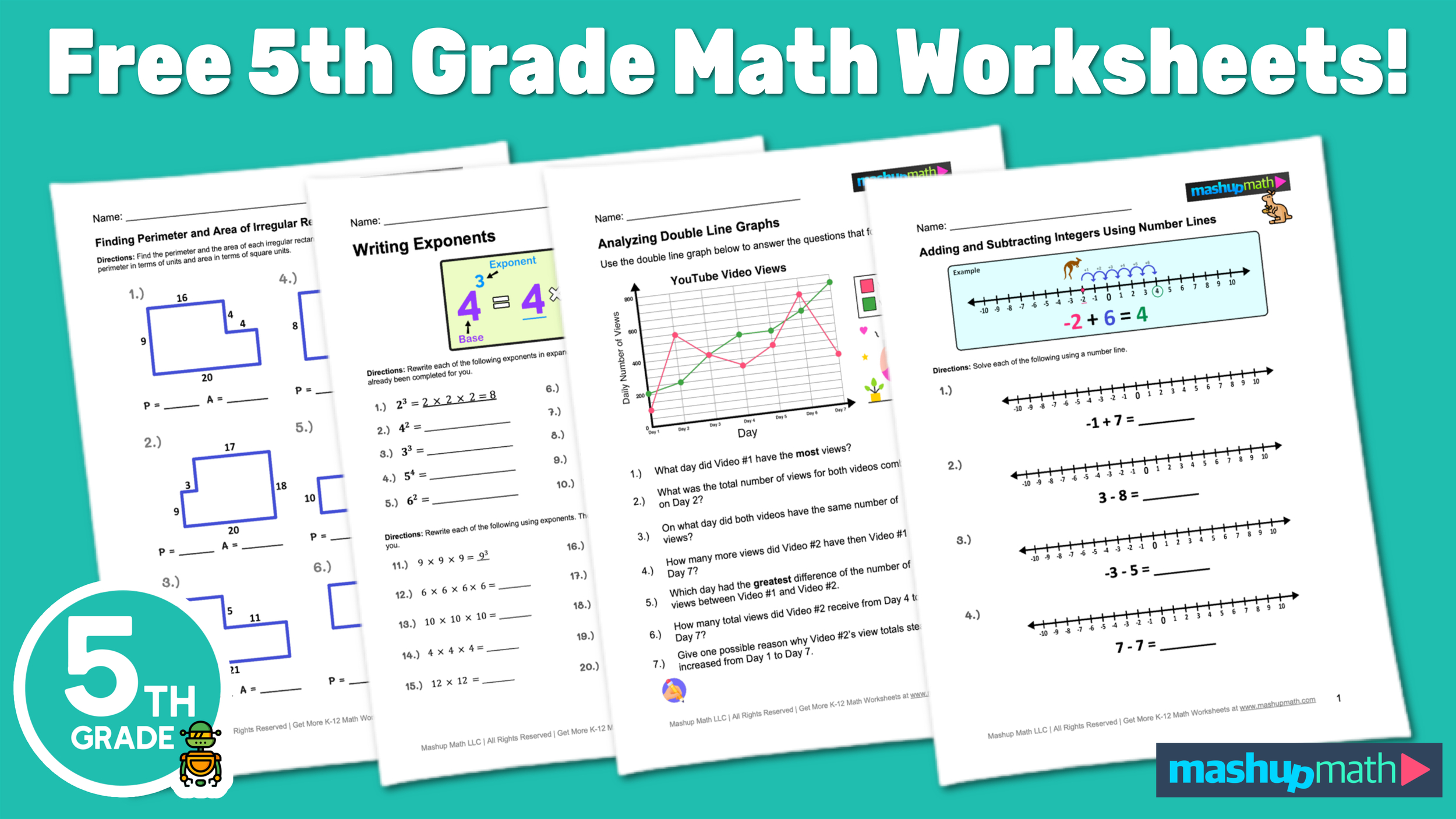 Free 5Th Grade Math Worksheets—Printable W/ Answers — Mashup Math throughout Free Printable 5Th Grade Math Worksheets