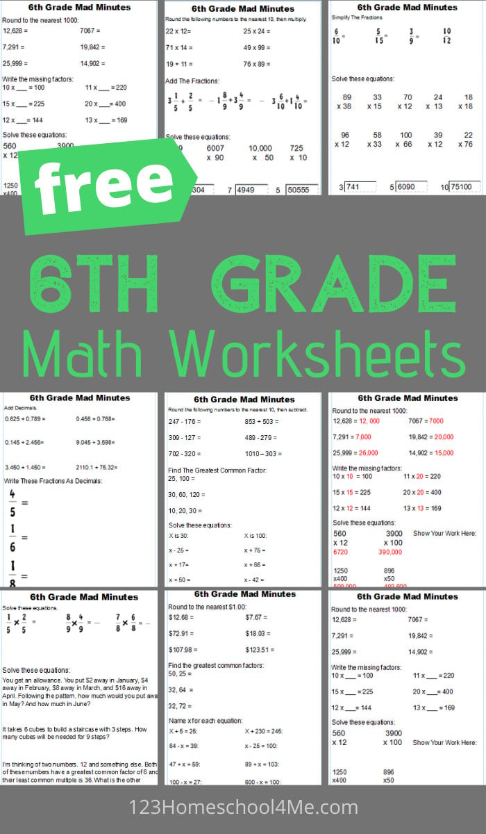 Free 6Th Grade Math Worksheets with regard to Free Printable Math Worksheets For 6Th Grade