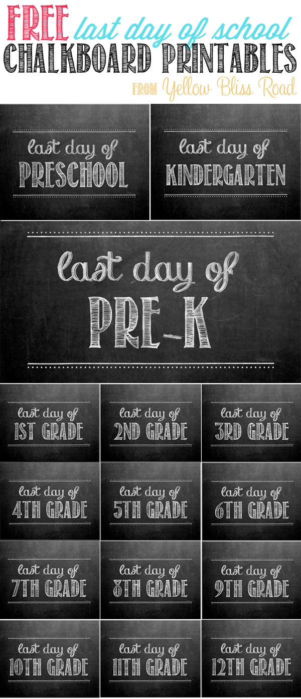 Free 8X10 Chalkboard Printables For The Last Day Of School Photos throughout Free Chalkboard Printables