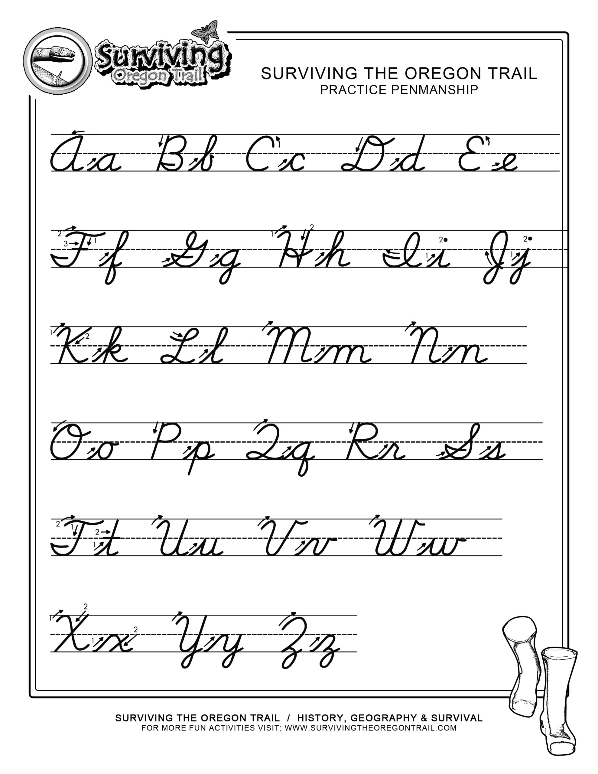 Free Abc&amp;#039;S Cursive Worksheet – X-Large - Surviving The Oregon Trail for Free Printable Cursive Practice