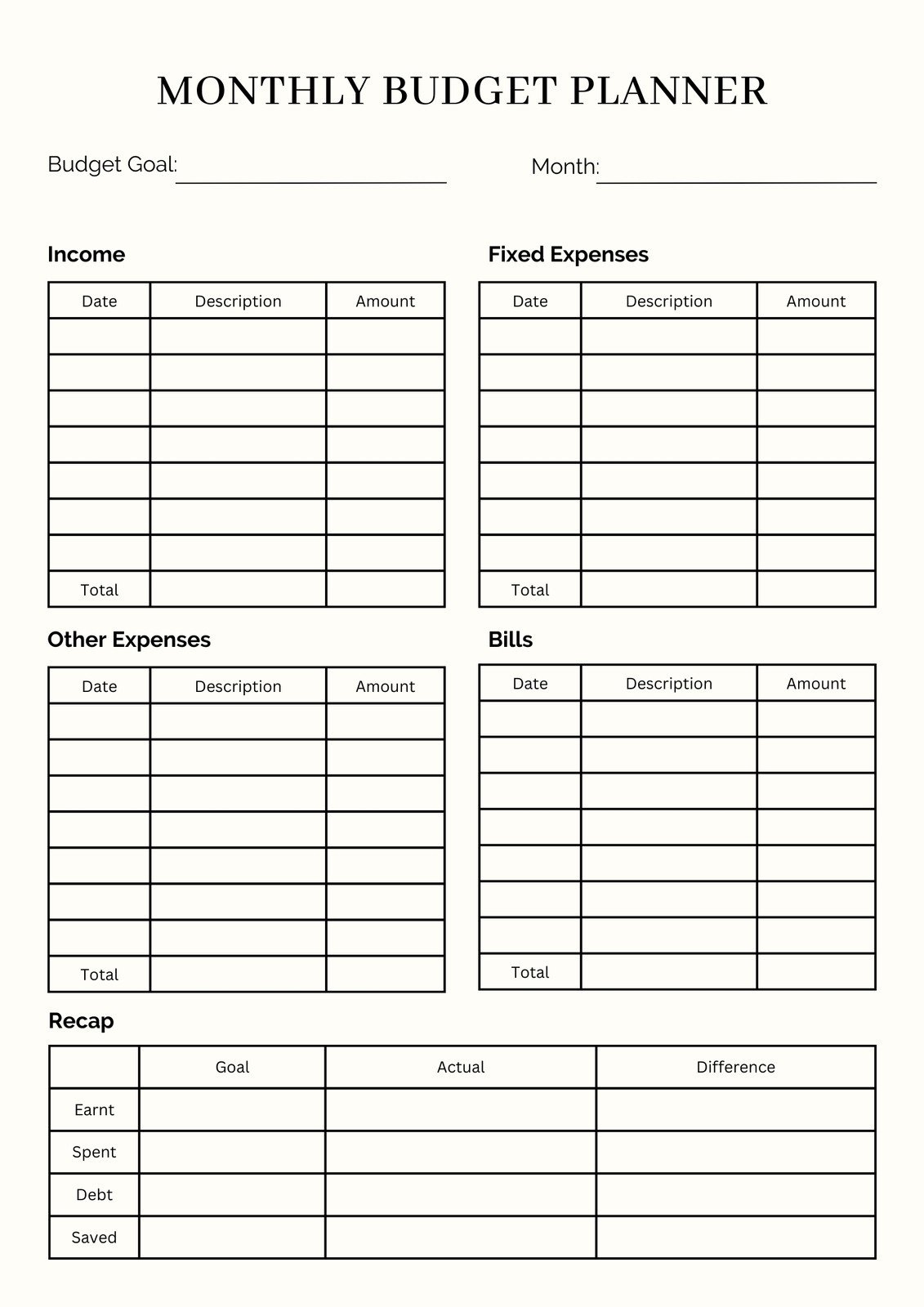 Free And Customizable Budget Templates within Budgeting Charts Free Printable