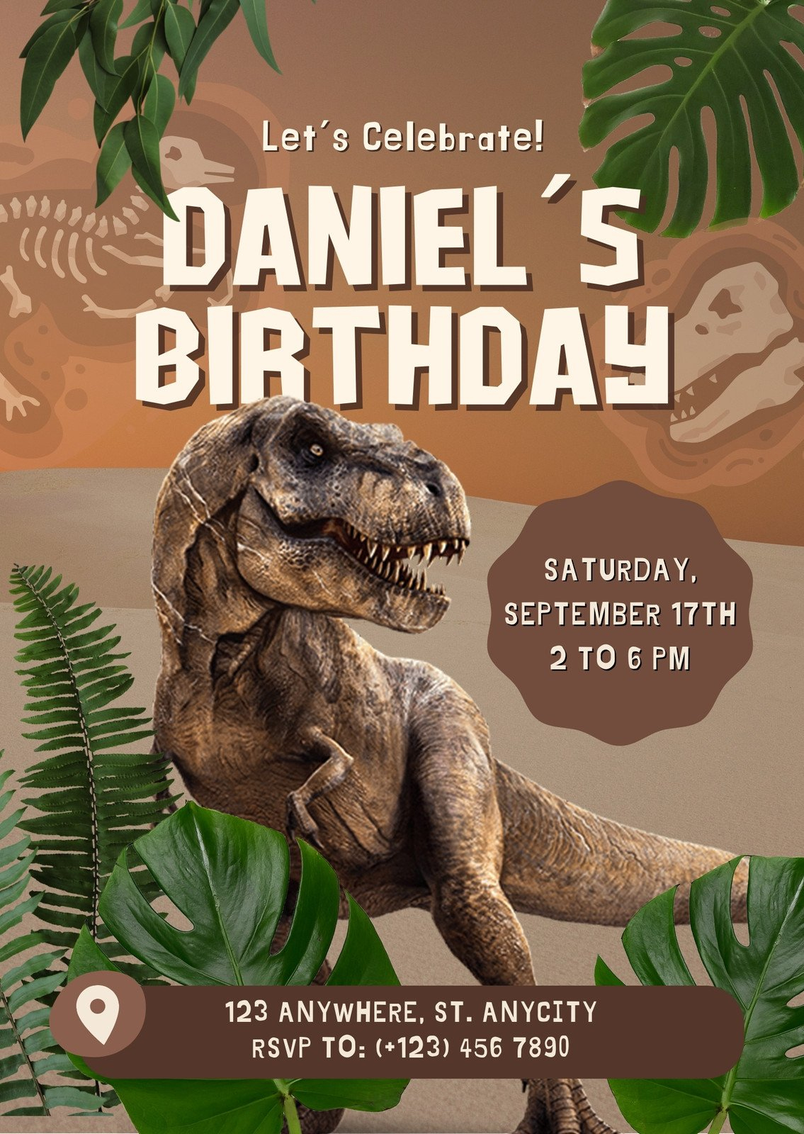 Free And Customizable Dinosaur Templates inside Free Printable Dinosaur Birthday Invitations