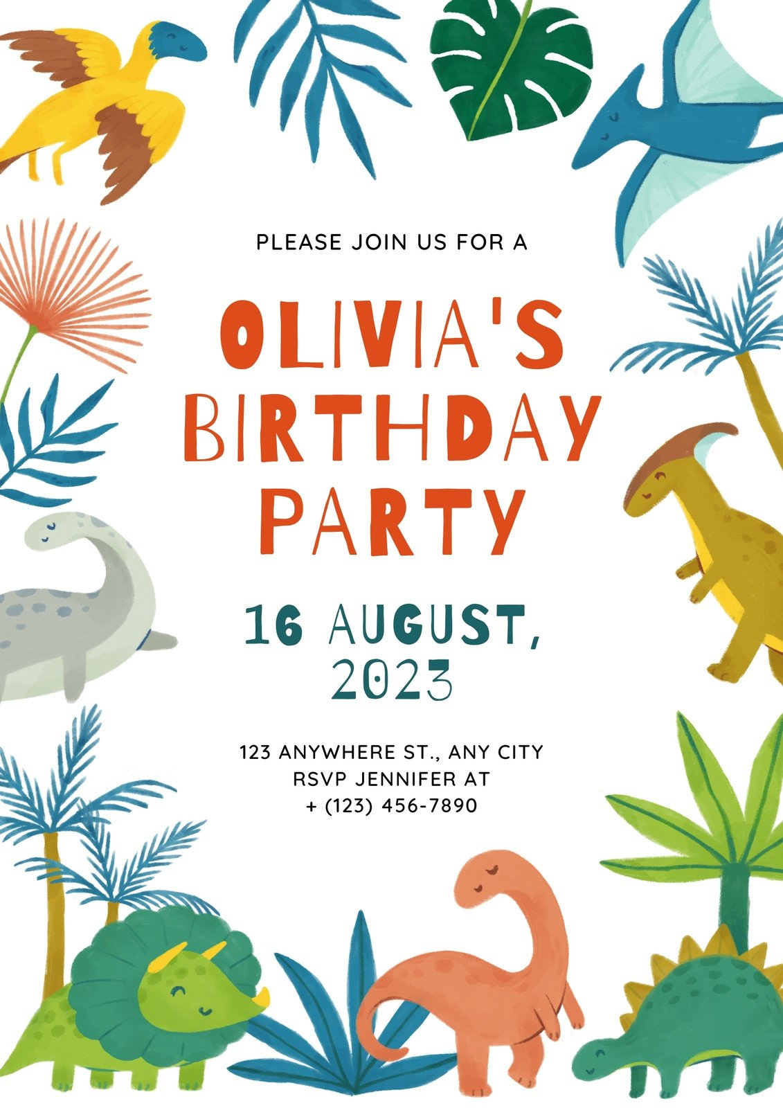 Free And Customizable Dinosaur Templates regarding Free Printable Dinosaur Birthday Invitations