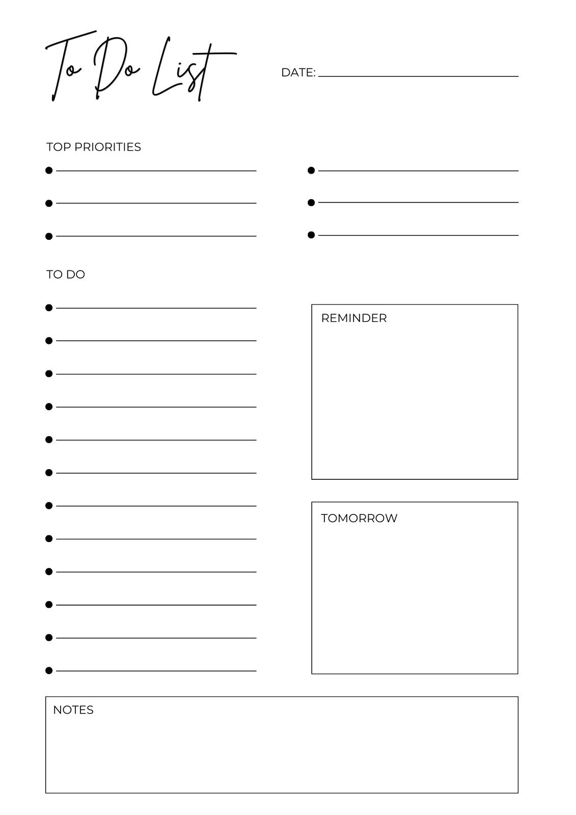 Free And Customizable To Do List Templates in Free Printable to Do List Planner