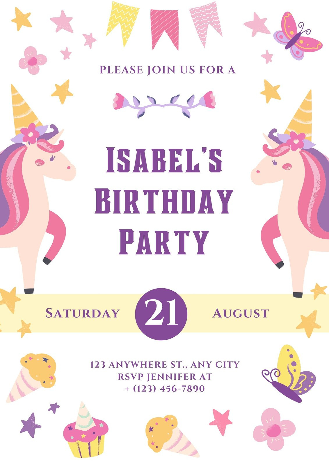 Free And Customizable Unicorn Templates in Free Printable Unicorn Invitations