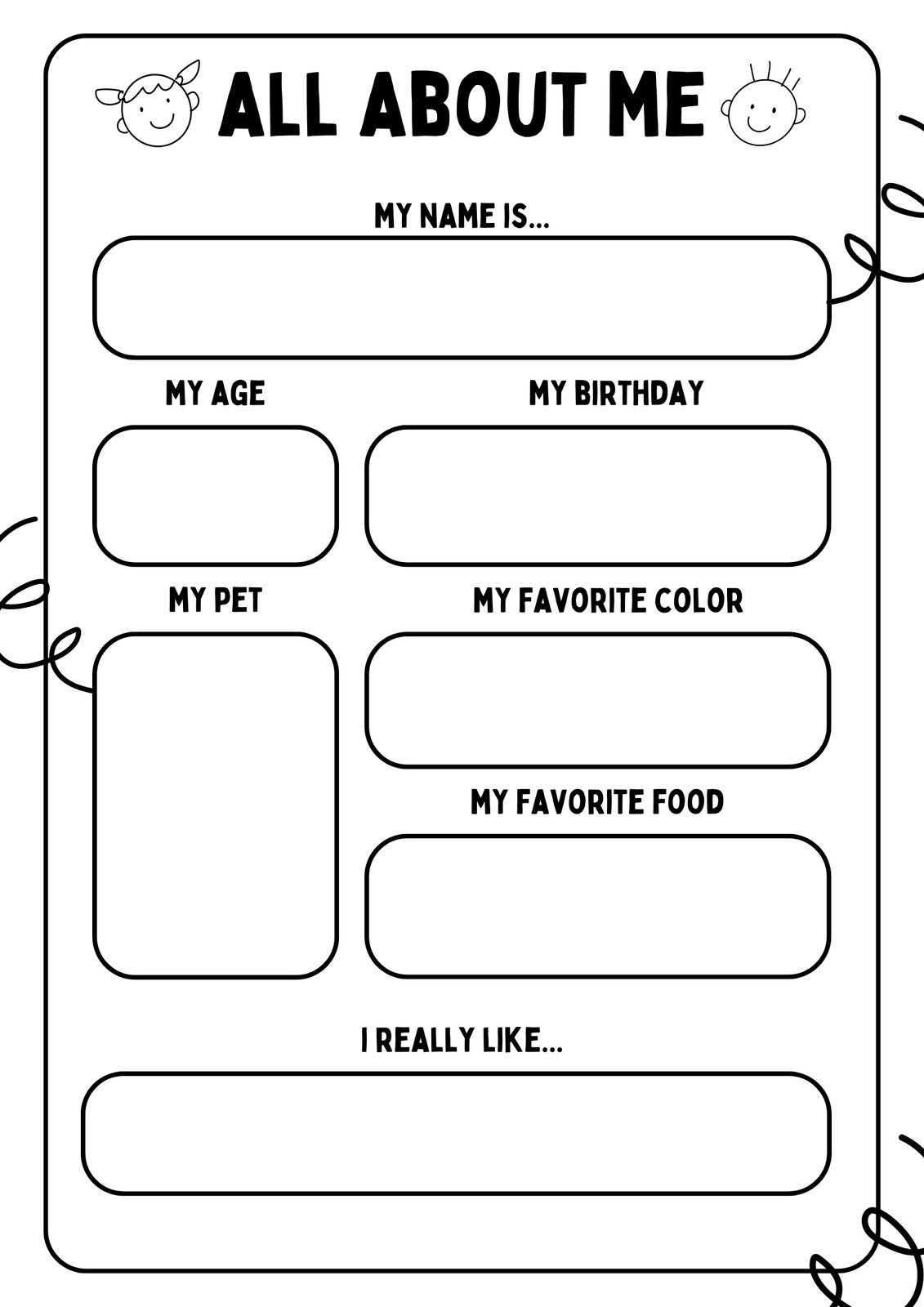 Free And Printable All About Me Worksheet Templates | Canva in Free Printable Classroom Worksheets