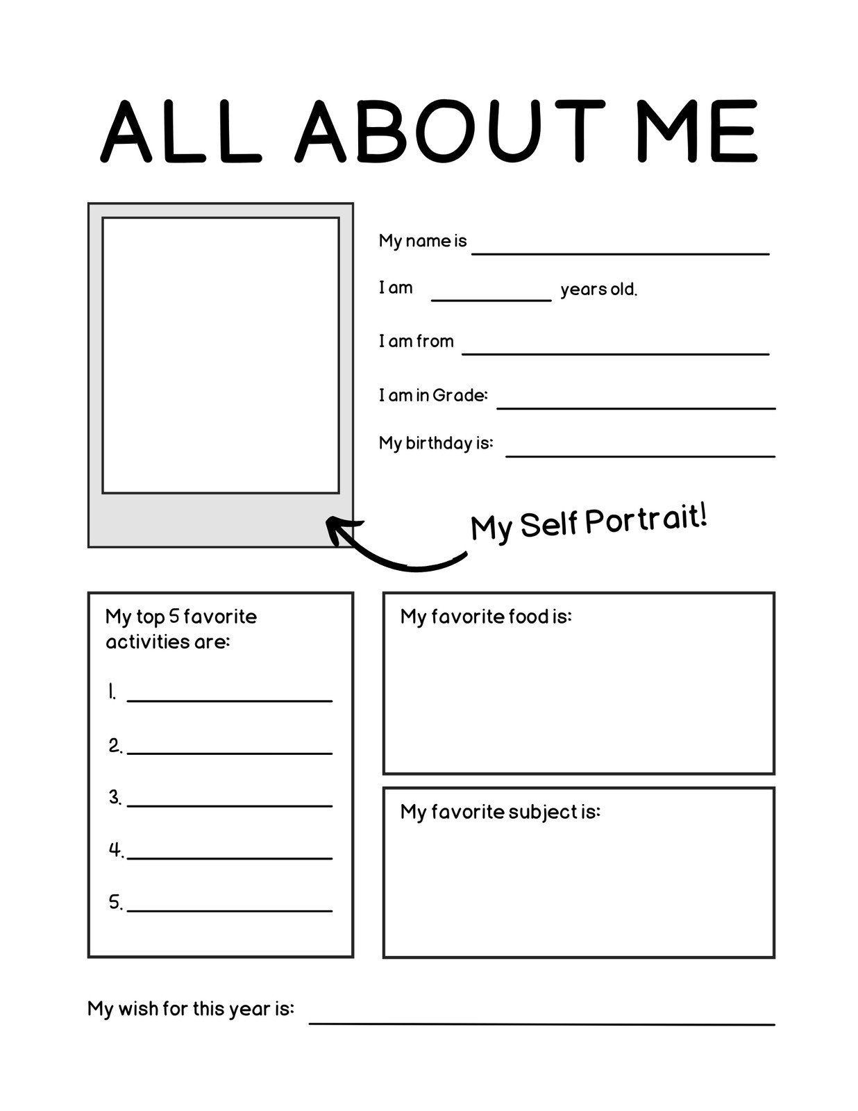 Free And Printable All About Me Worksheet Templates | Canva with Free Printable All About Me Worksheet