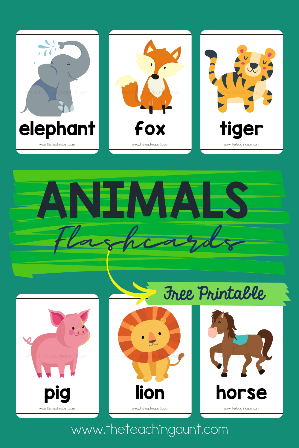 Free Animal Flashcards - The Teaching Aunt with regard to Free Printable Animal Cards