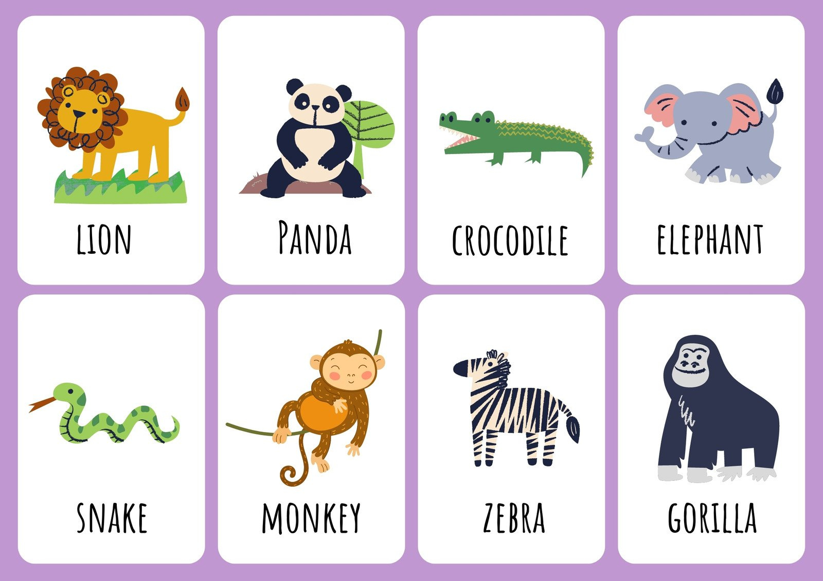 Free Animal Flashcards To Customize And Print | Canva for Free Printable Animal Cards