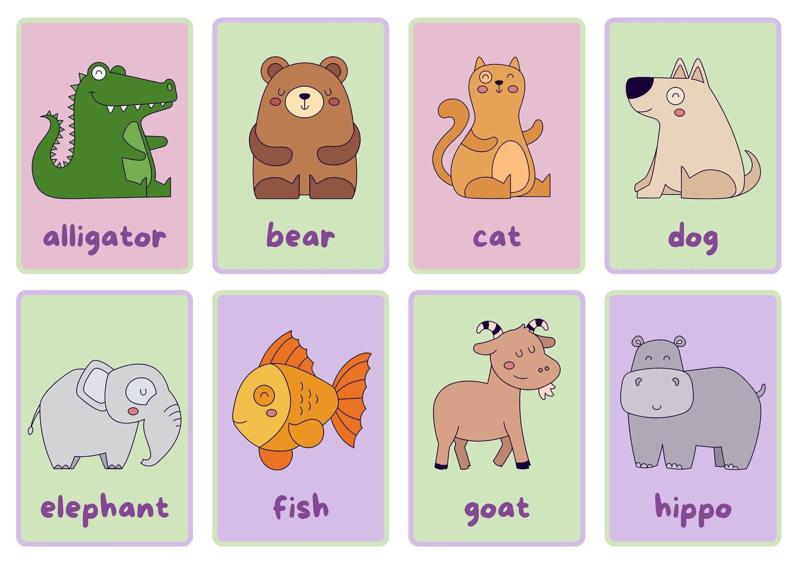 Free Animal Flashcards To Customize And Print | Canva with Free Printable Animal Cards