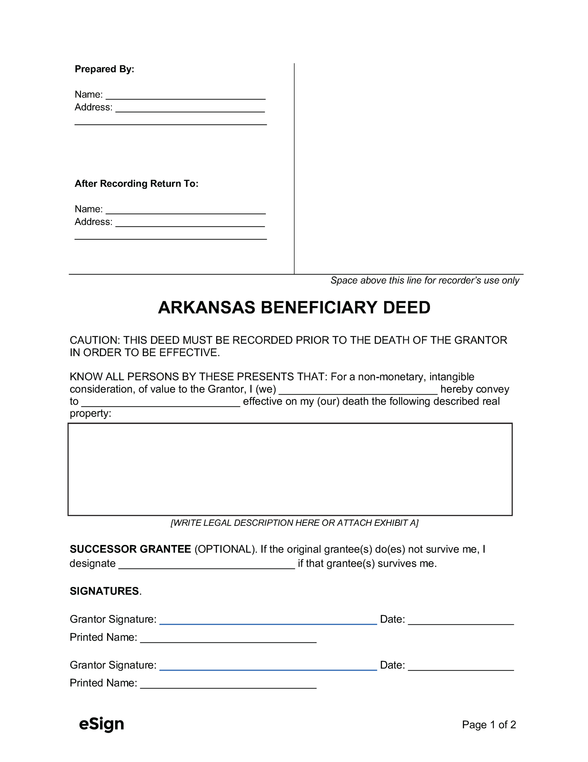 Free Arkansas Beneficiary Deed Form | Pdf | Word with regard to Free Printable Beneficiary Deed