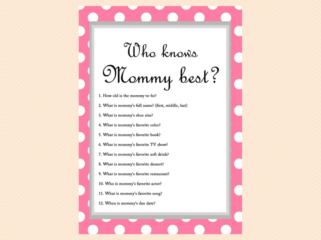 Free Baby Shower Game - Who Knows Mommy Best | Free Baby Shower with Free Printable Baby Shower Games Who Knows Mommy The Best