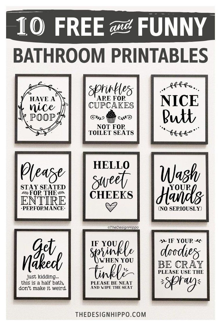 Free Bathroom Decor Printables - Set Of 10 Funny Quotes #Bathroom inside Free Printable Bathroom Quotes