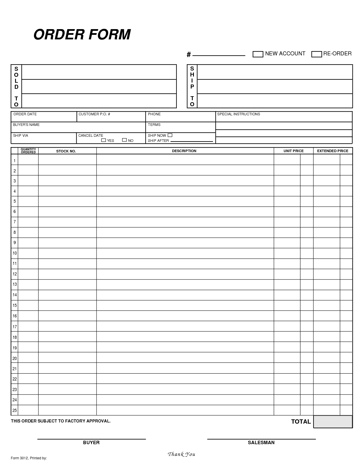 Free Blank Order Form | Order Form Template Free, Order Form for Free Printable Order Forms