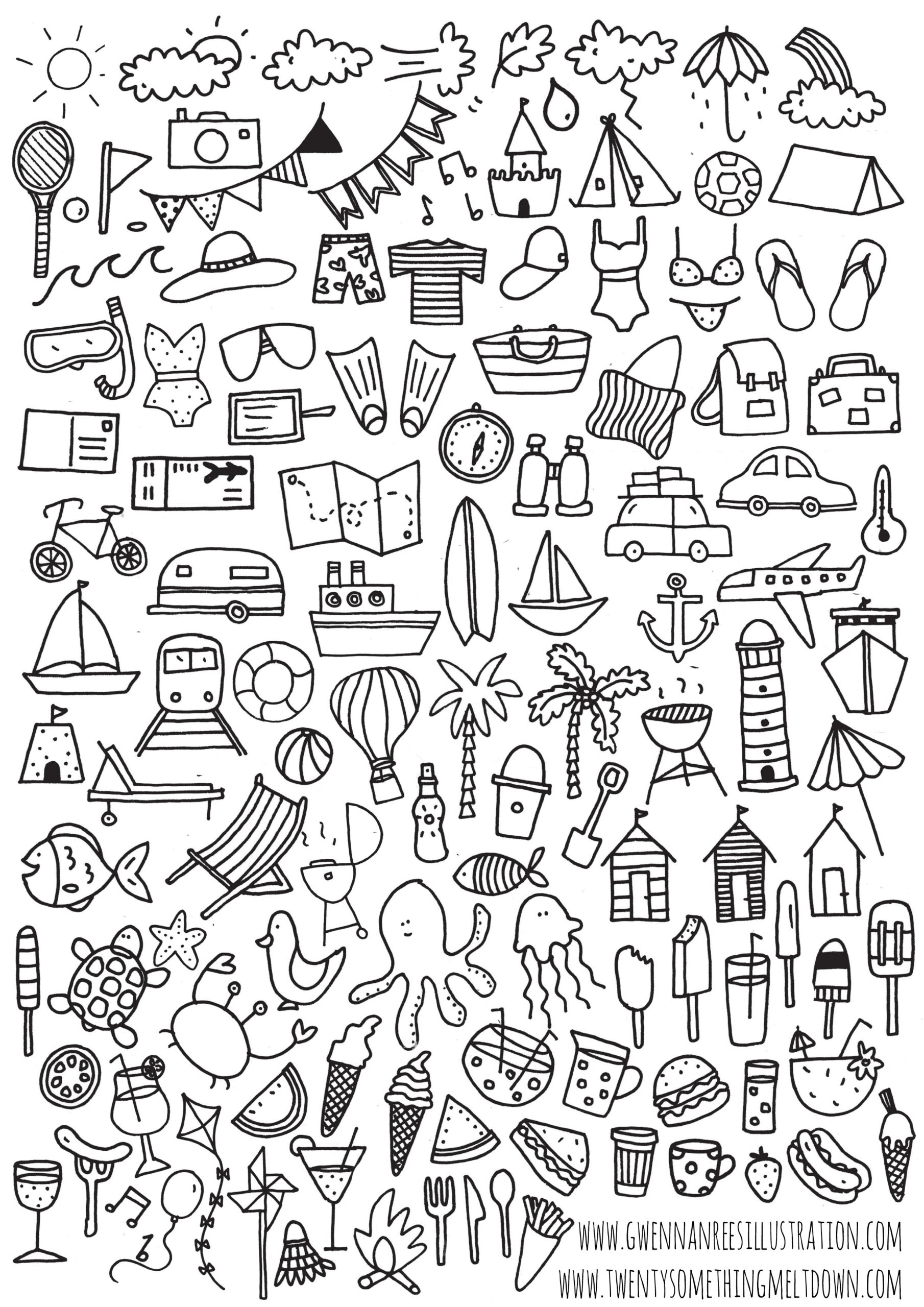 Free*** Bullet Journal Printable; Summer Icons — Gwennan Rees throughout Free Printable Icons