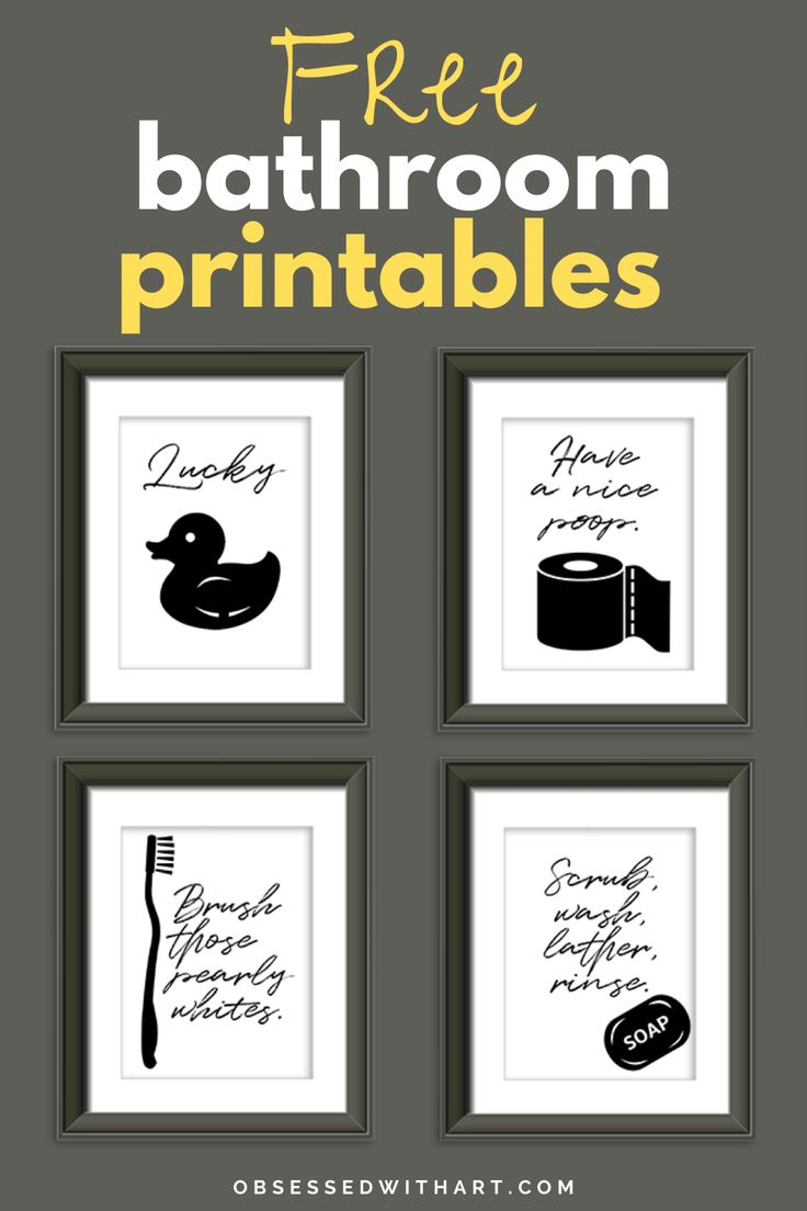 Free B&amp;amp;W Bathroom Printables | Printable Wall Art Bedroom, Free throughout Free Bathroom Printables