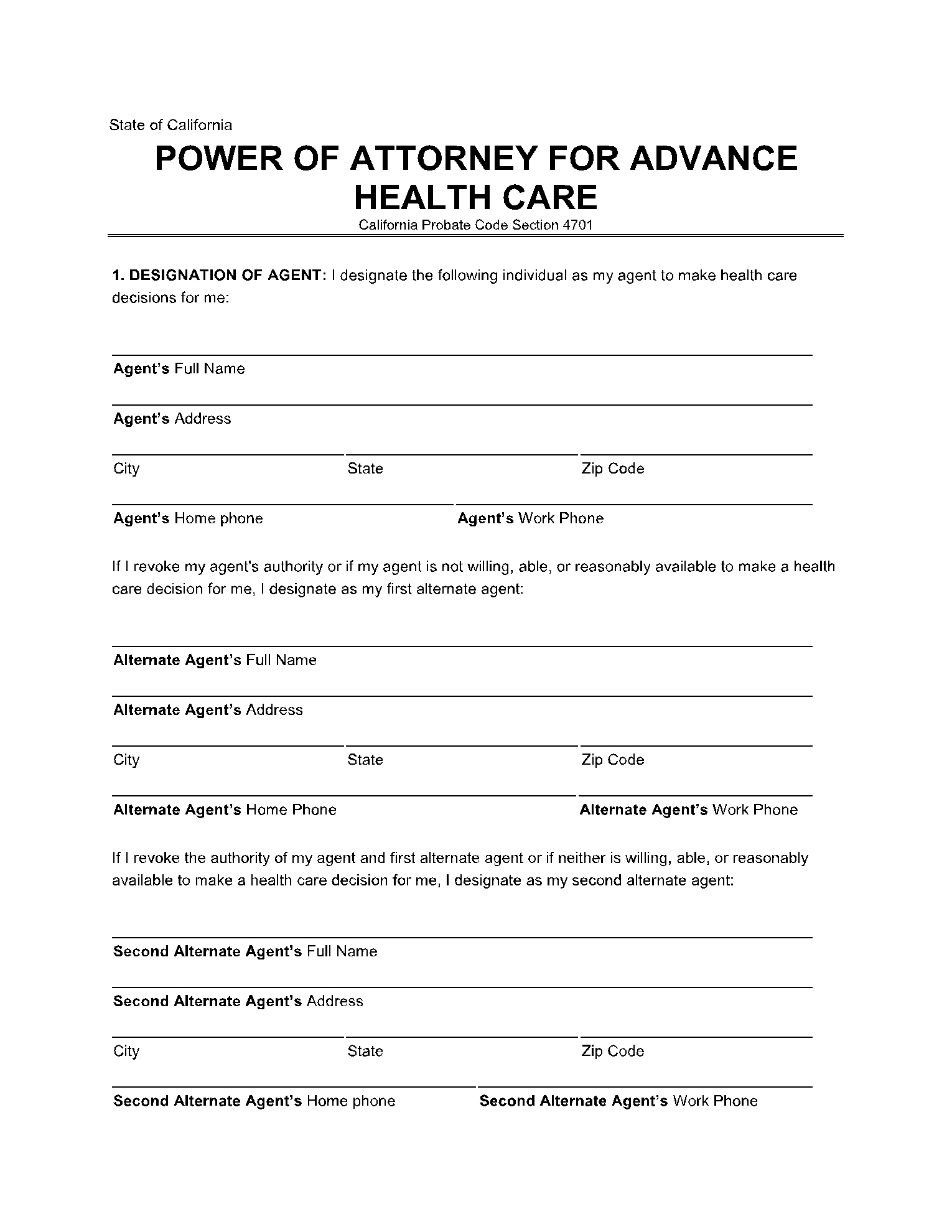 Free California Advance Health Care Directive Form | Cocosign throughout Free Printable Advance Directive Form