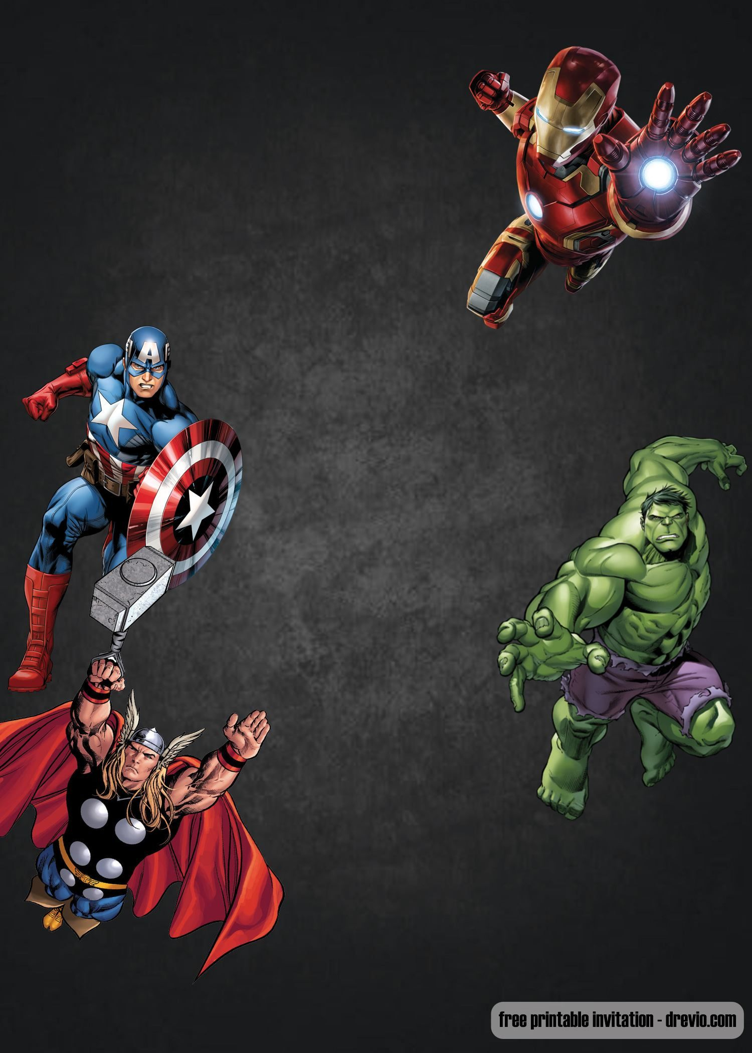 Free Chalkboard Avenger Birthday Invitation Template | Superhero in Avengers Printable Invitations Free