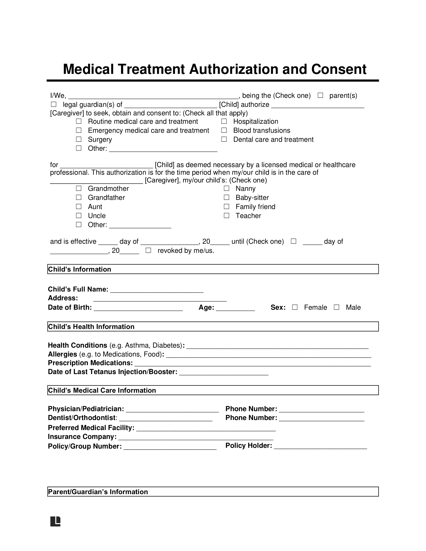 Free Child (Minor) Medical Consent Form | Pdf &amp;amp; Word with Free Printable Medical Consent Form