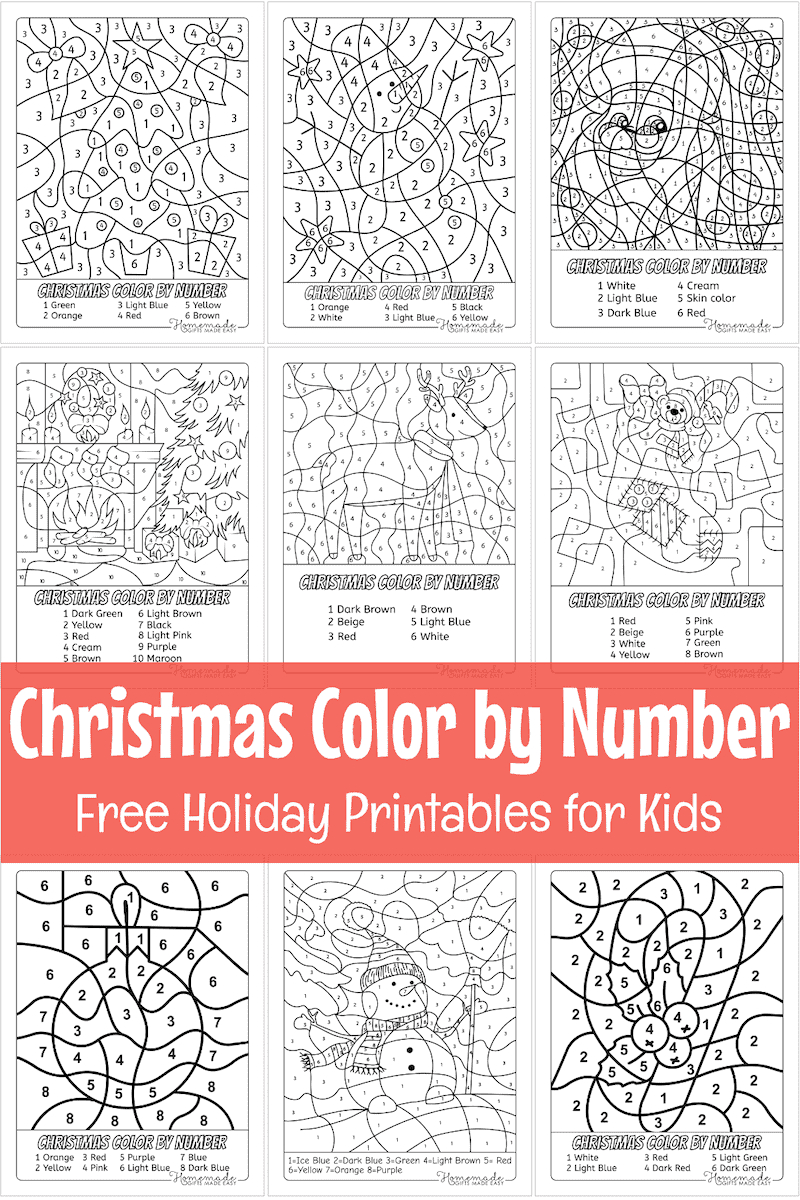 Free Christmas Colornumber Printables throughout Free Printable Christmas Color By Number Coloring Pages