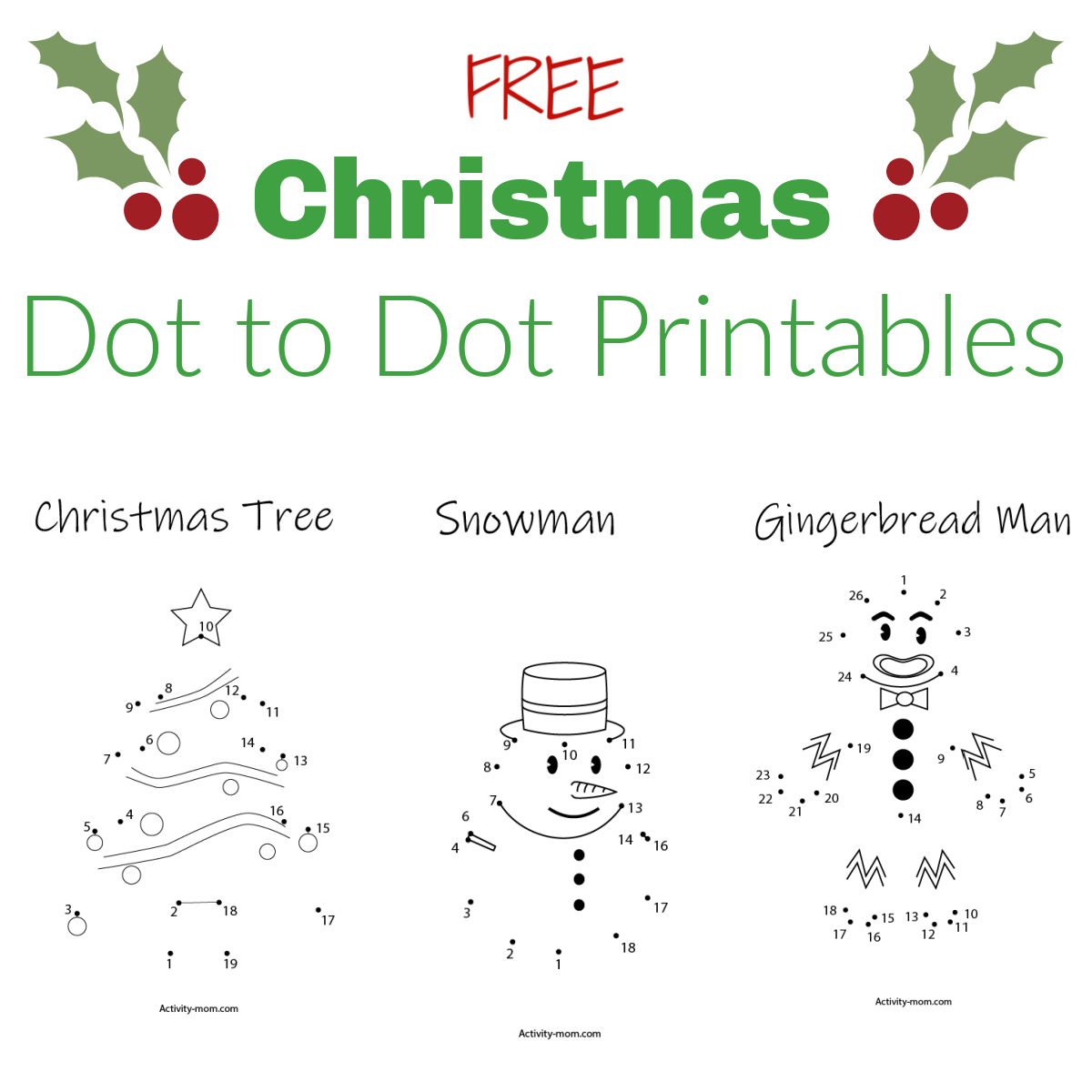 Free Christmas Dot To Dot Printables - The Activity Mom for Free Printable Connect The Dots Christmas Worksheets