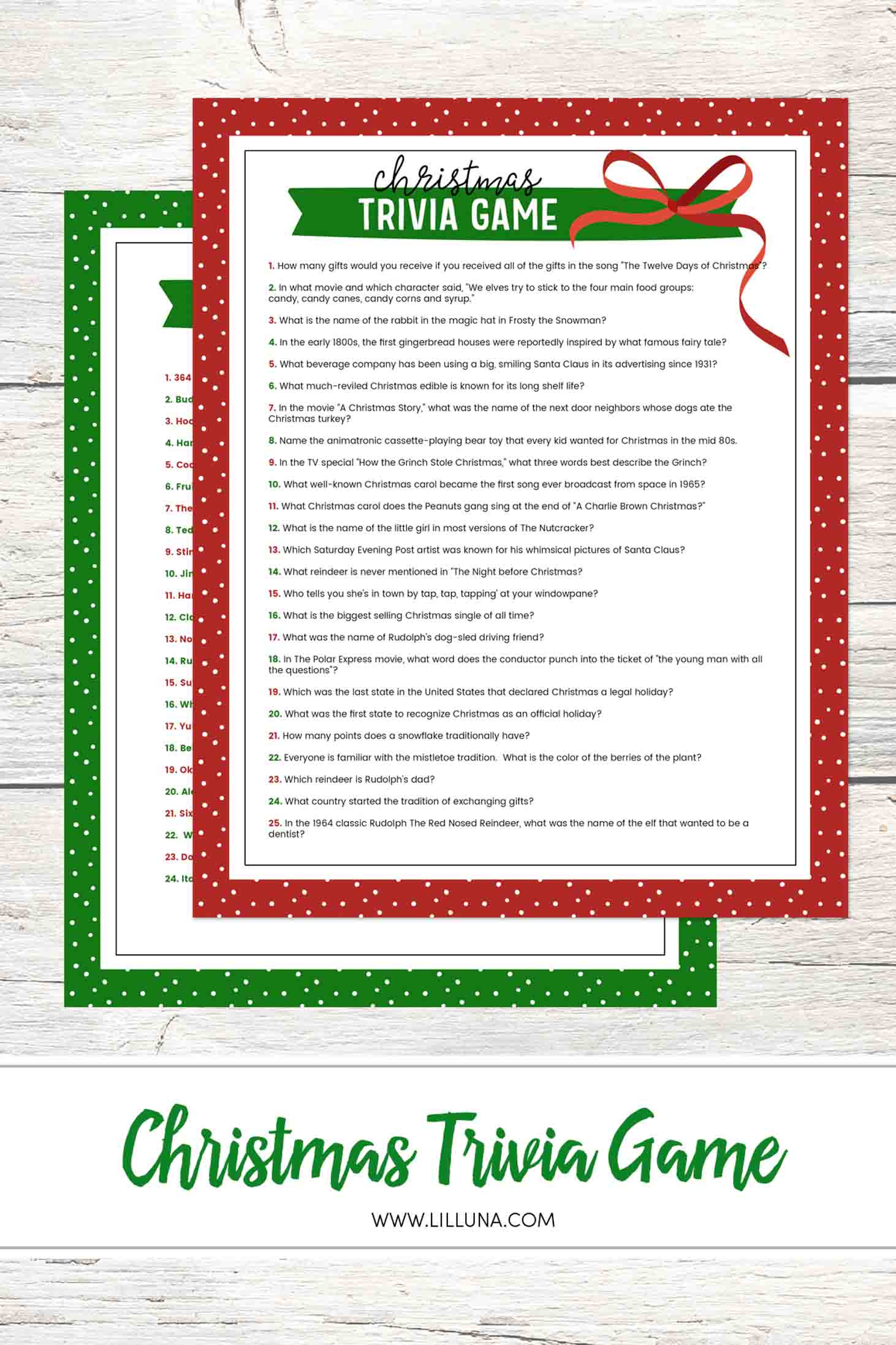 Free Christmas Trivia Printables {Games For The Family!} | Lil&amp;#039; Luna with Free Printable Christmas Riddle Games