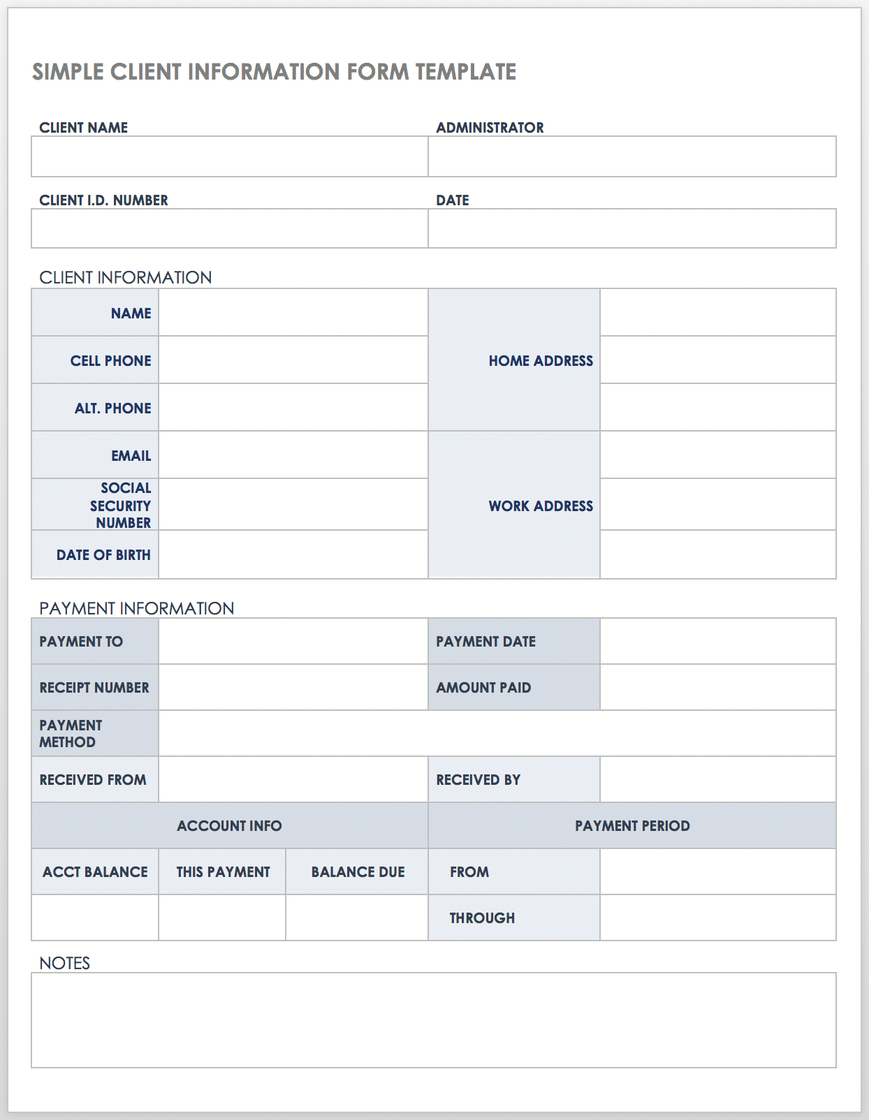 Free Client Information Forms &amp; Templates | Smartsheet with regard to Free Printable Customer Information Sheets